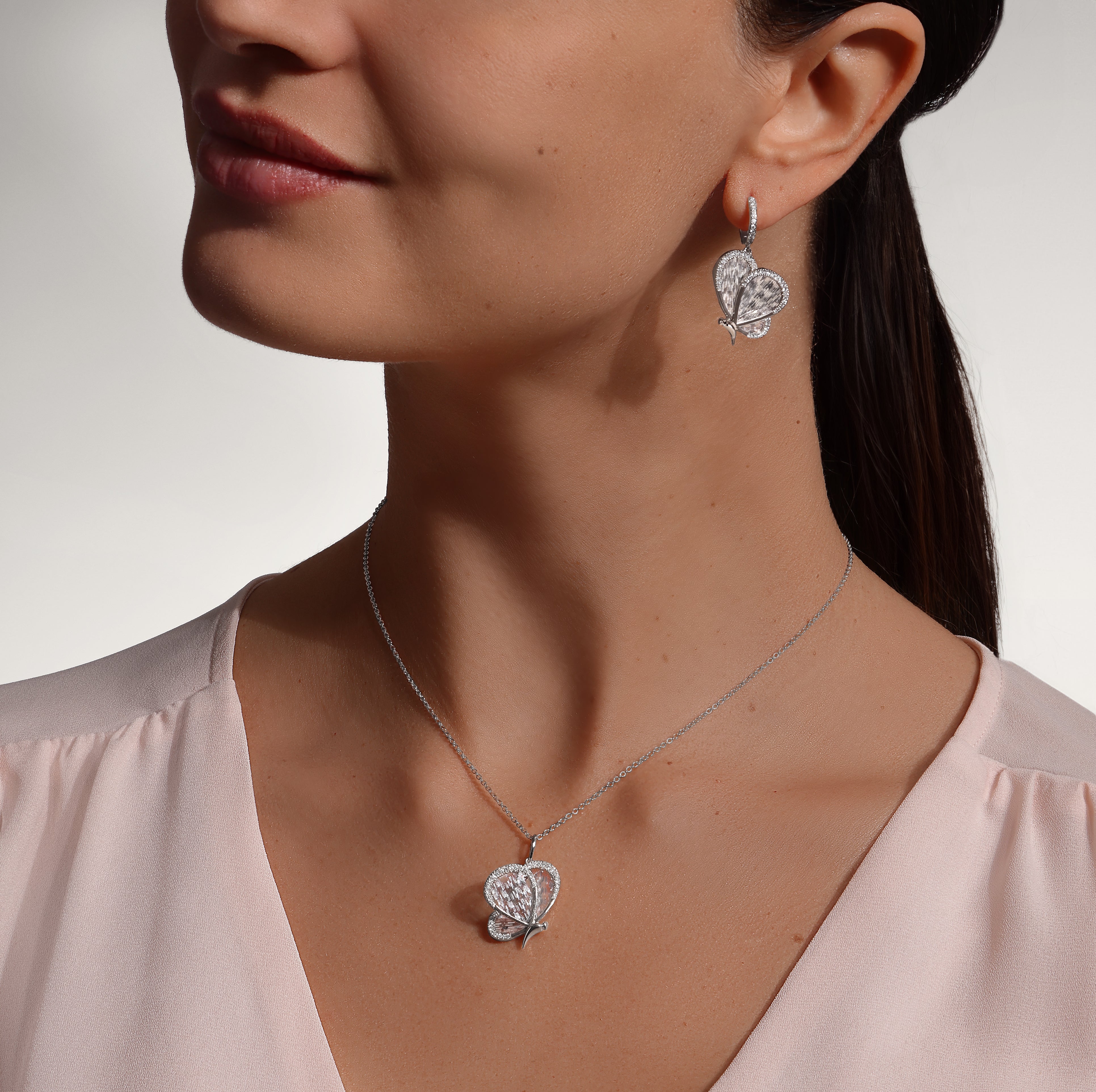 Titanium Butterfly - Diamond and Titanium Small Pendant