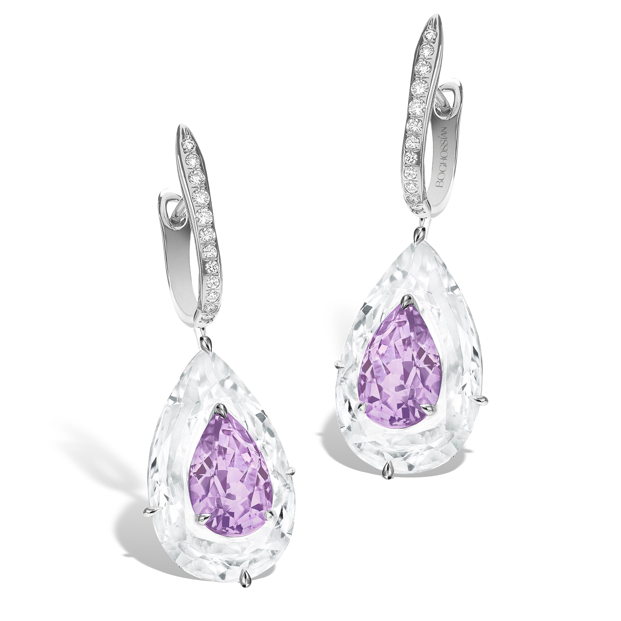 Shine - Amethyst and Rock Crystal Large Earrings