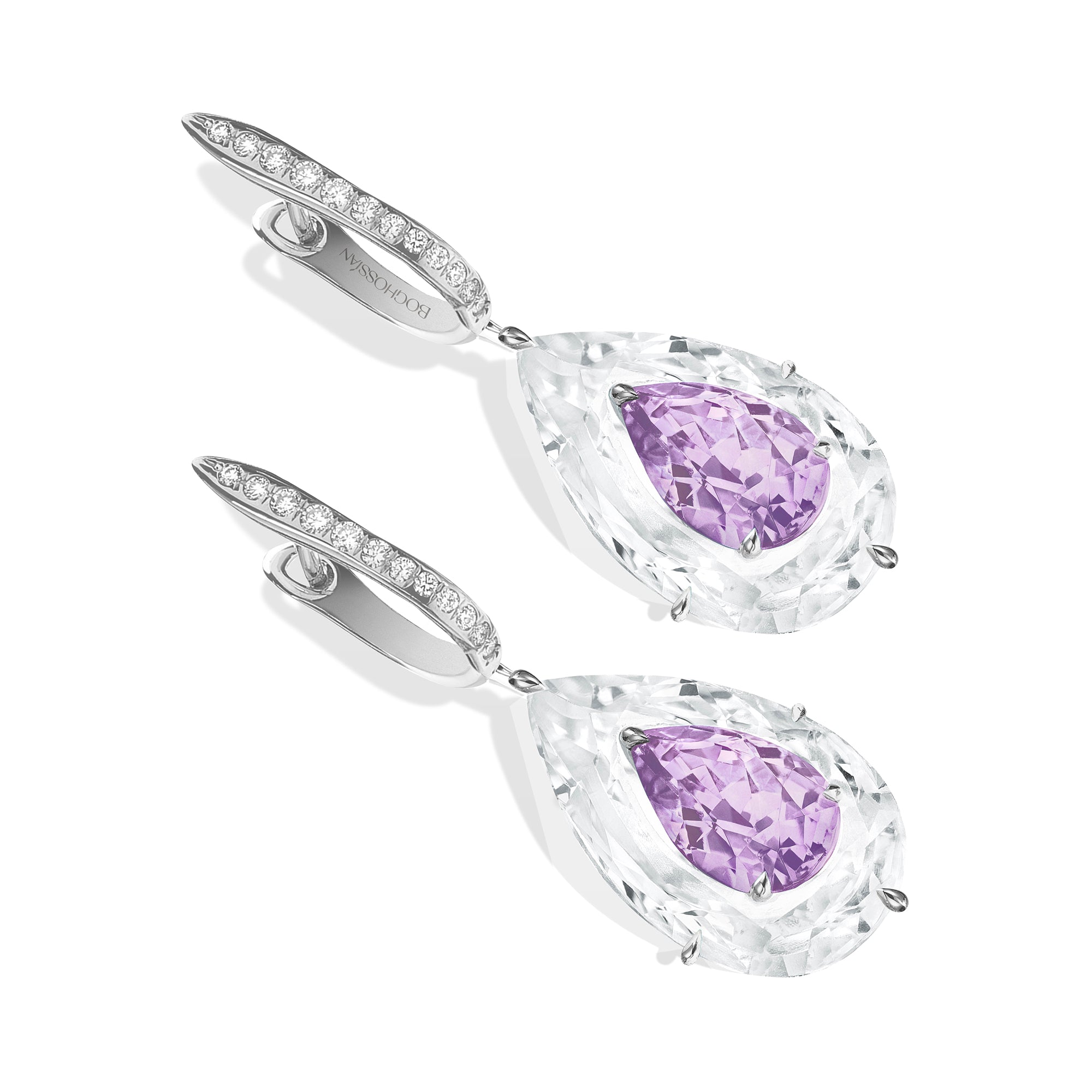 Shine - Amethyst and Rock Crystal Large Earrings