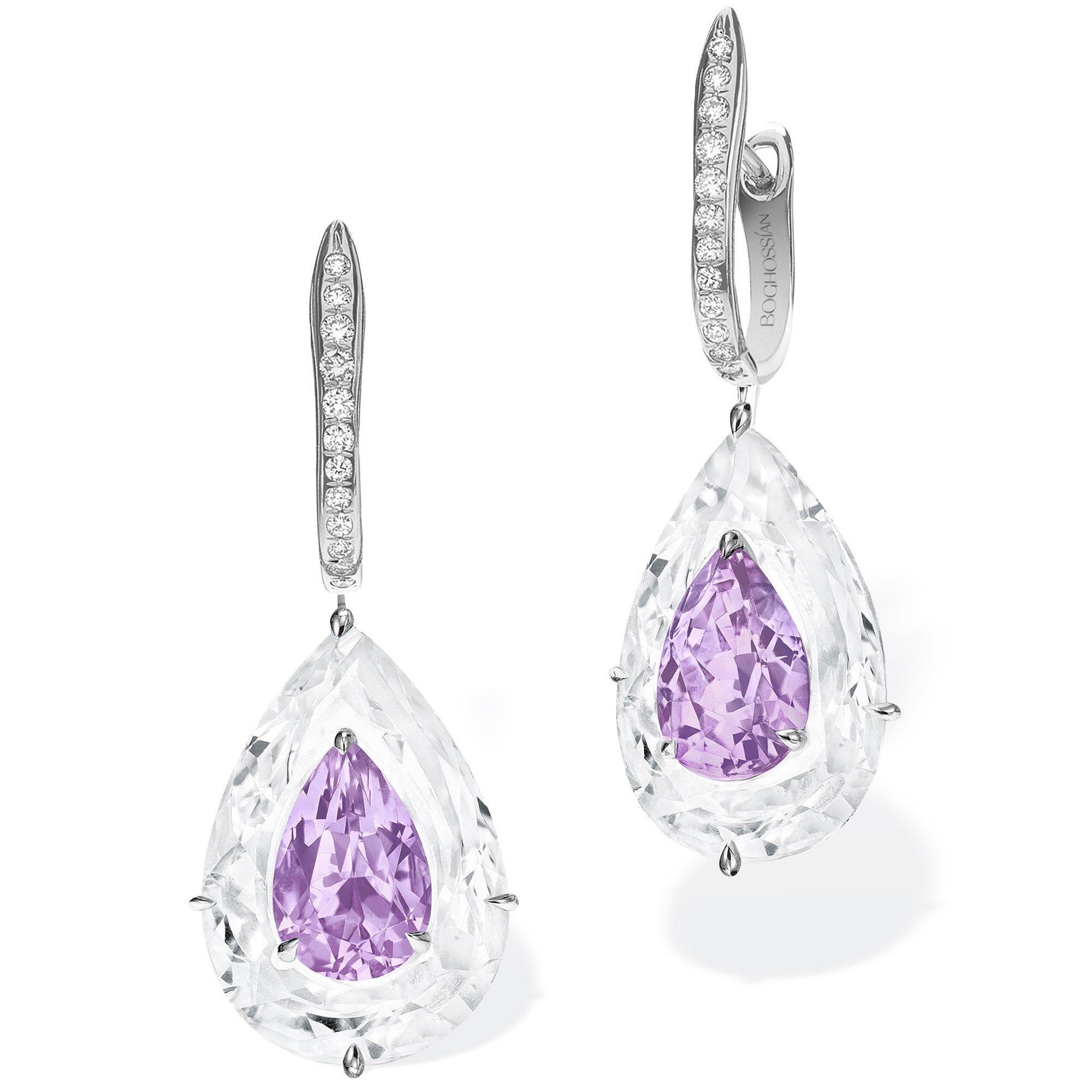 Shine - Amethyst and Rock Crystal Large Earrings