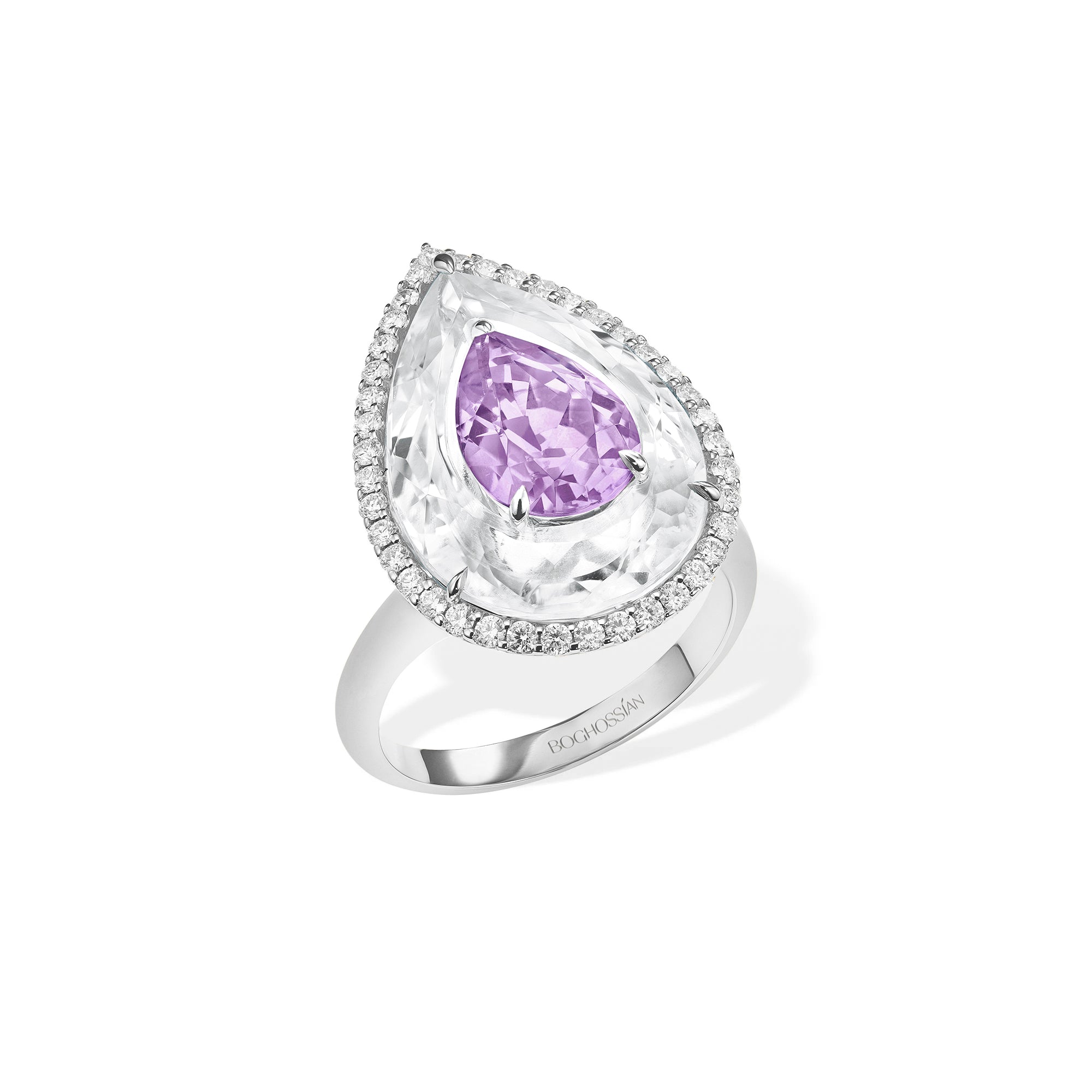 Shine - Amethyst and Rock Crystal Ring