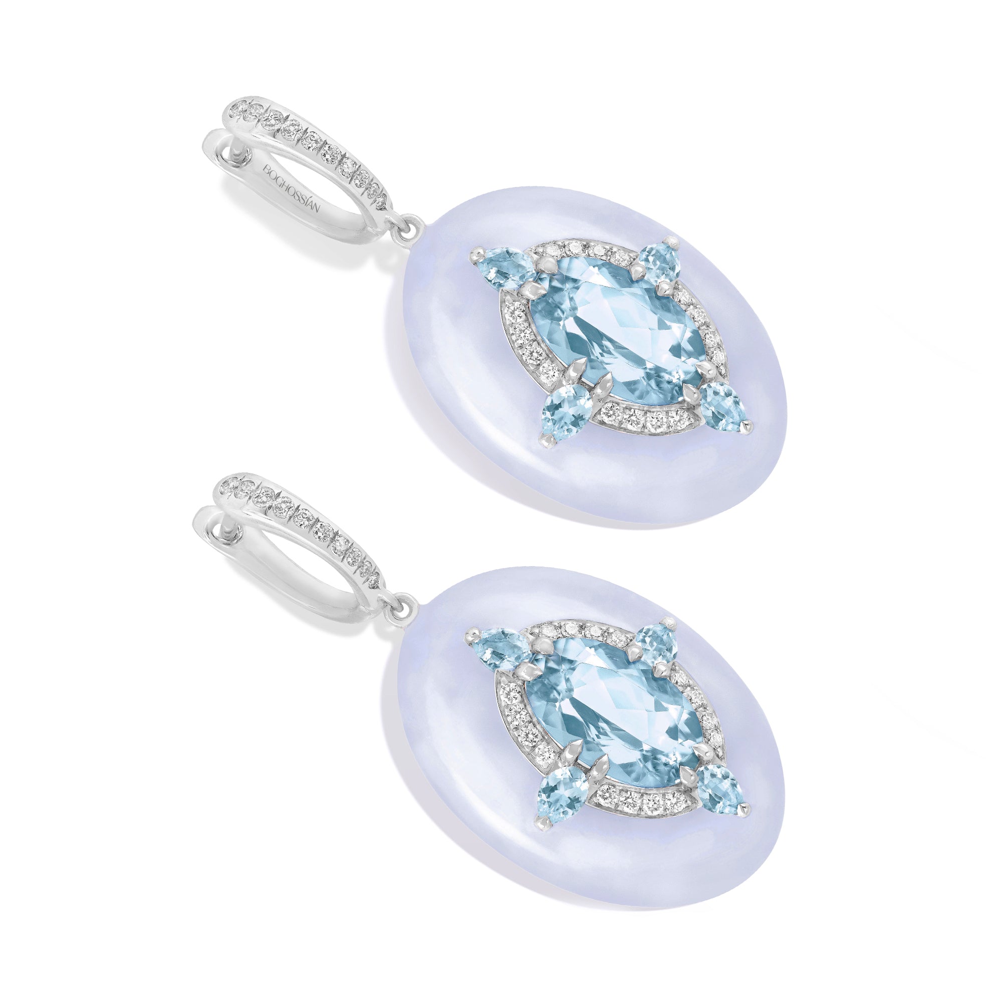 Reveal - Aquamarine and Chalcedony Earrings