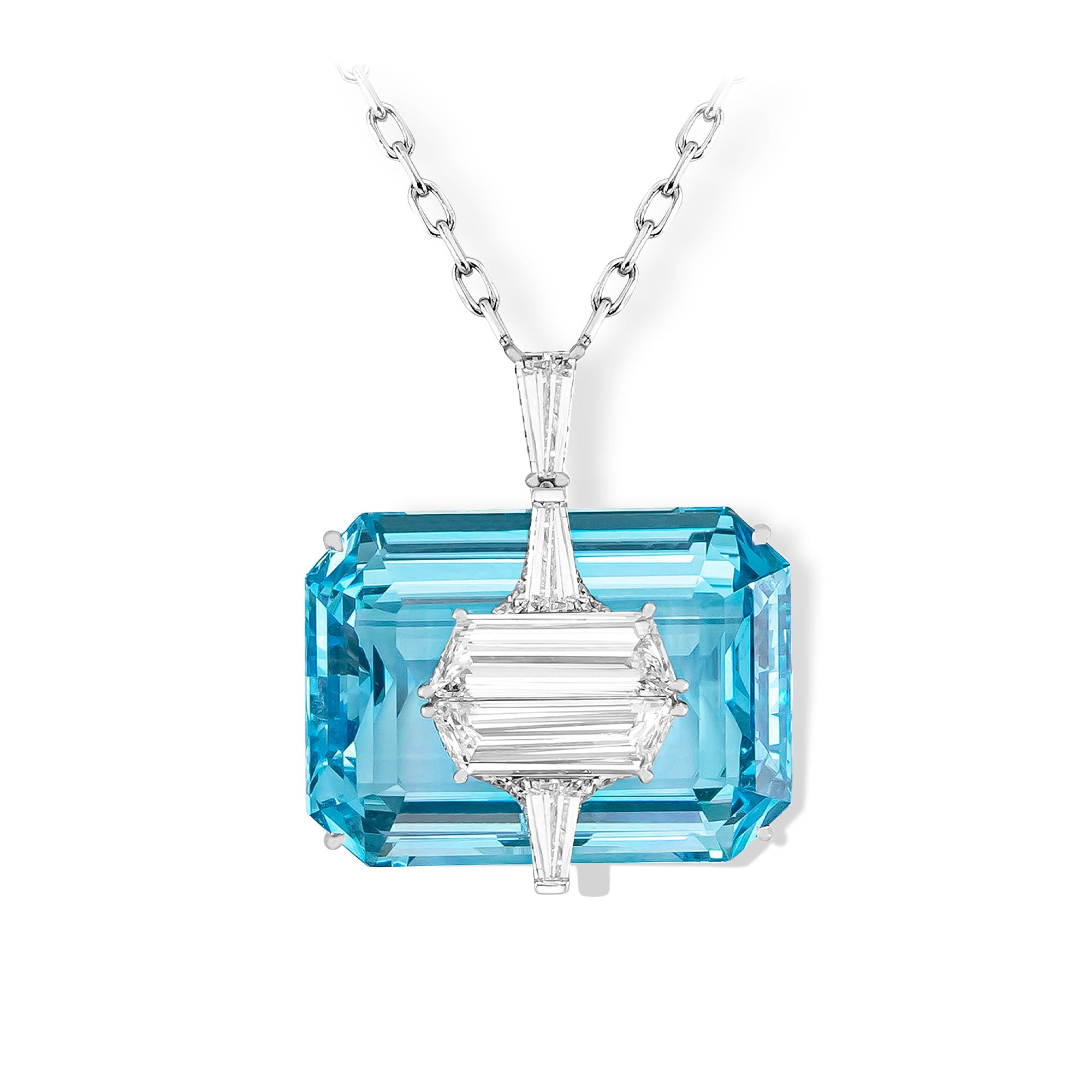 Kissing - Diamond and Aquamarine Pendant