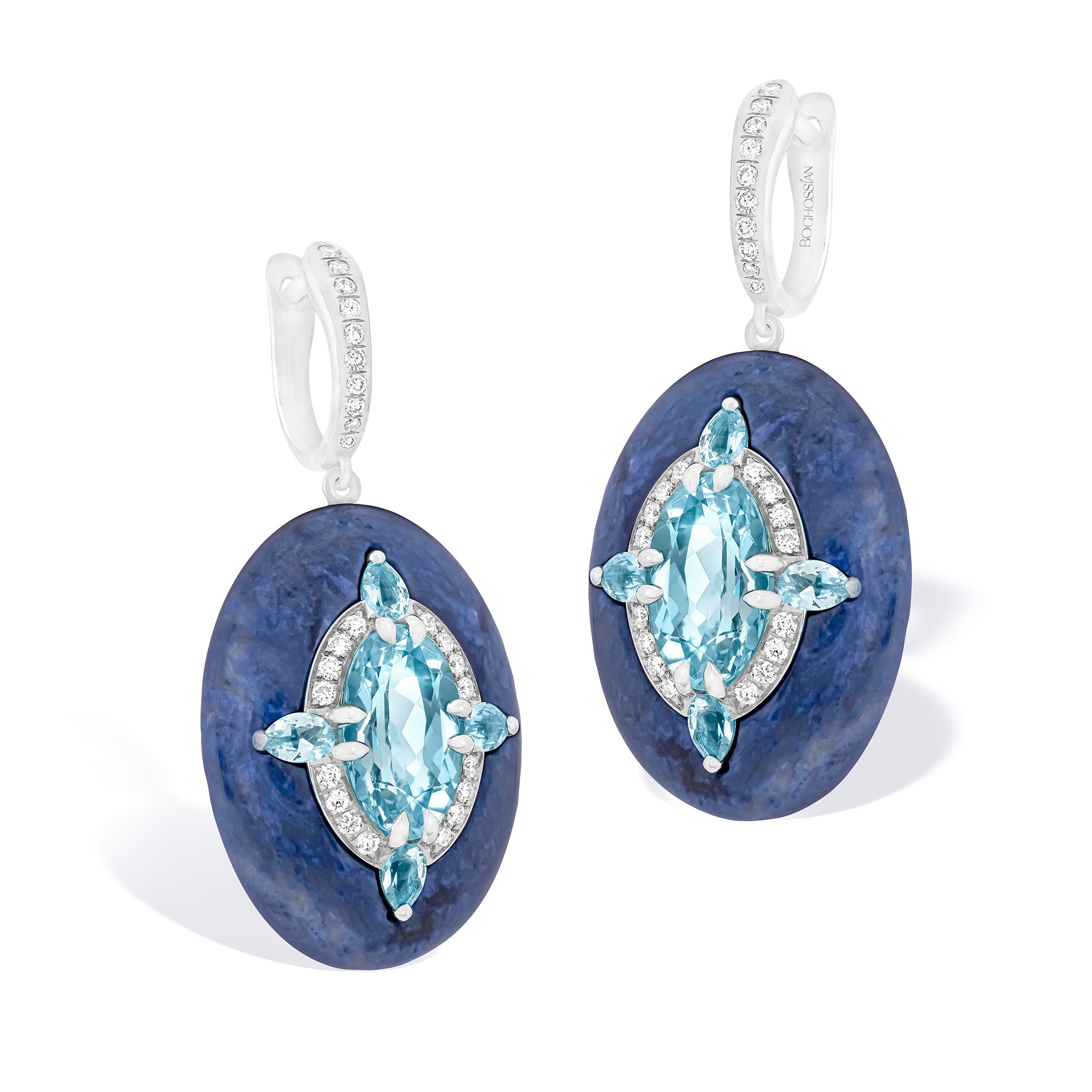 Reveal - Aquamarine and Dumortierite Earrings