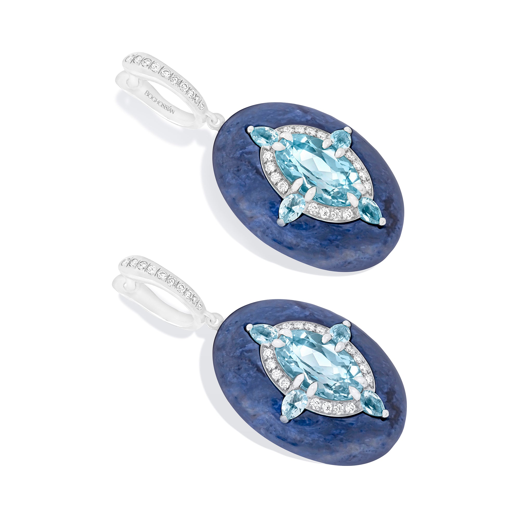 Reveal - Aquamarine and Dumortierite Earrings