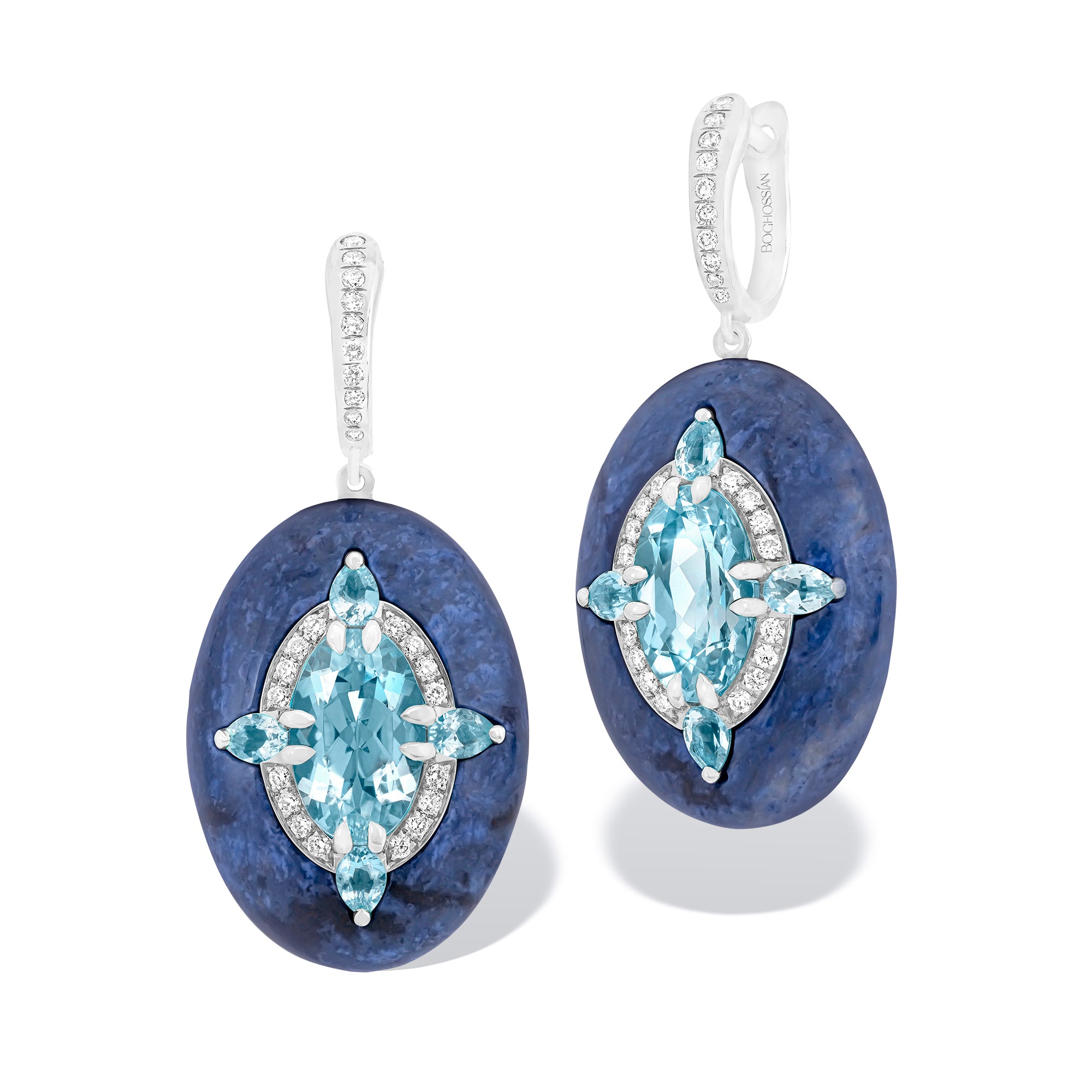 Reveal - Aquamarine and Dumortierite Earrings