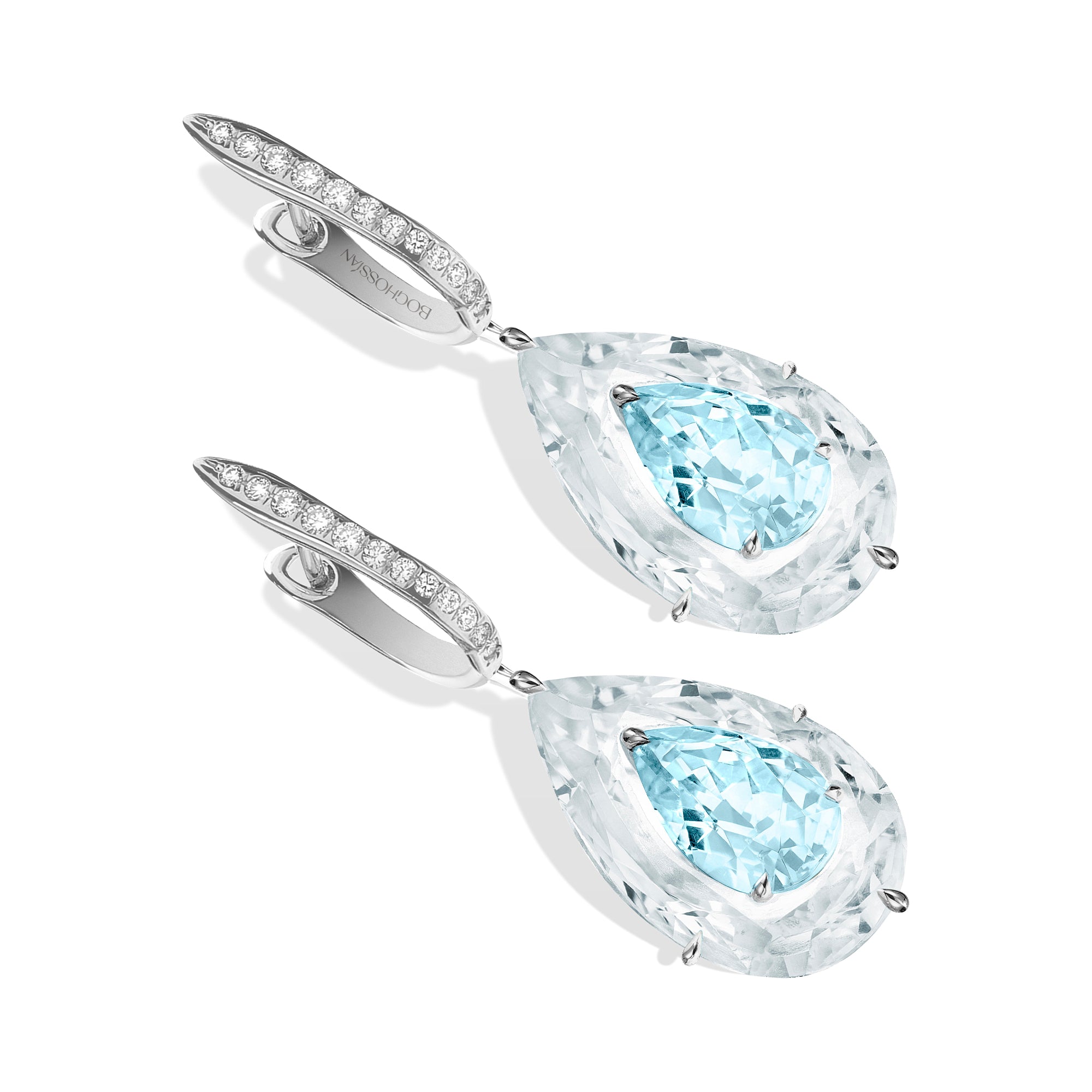 Shine - Aquamarine and Rock Crystal Large Earrings