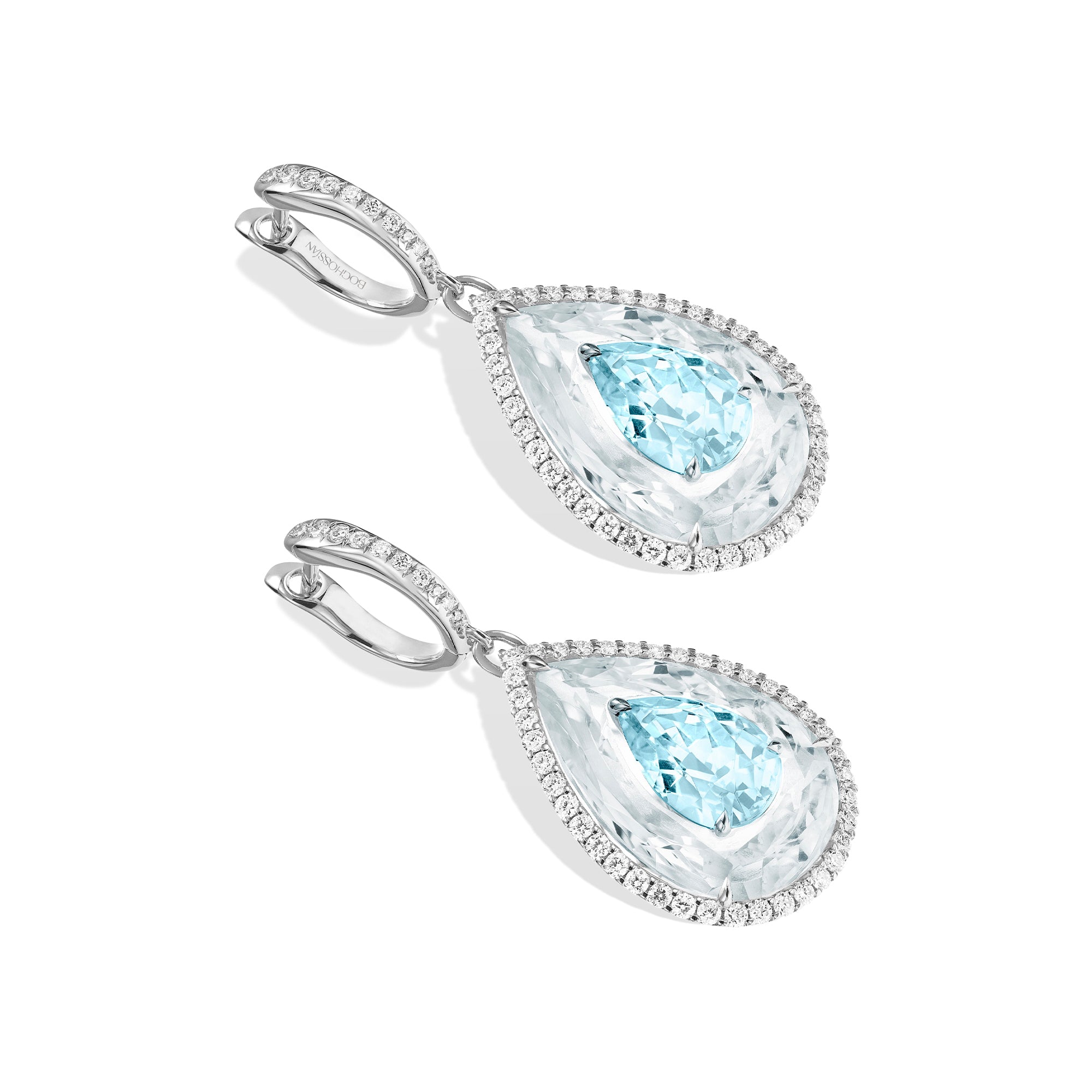 Shine - Aquamarine and Rock Crystal Small Earrings