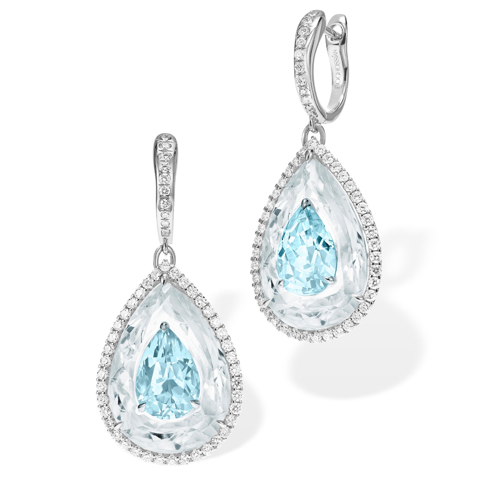 Shine - Aquamarine and Rock Crystal Small Earrings