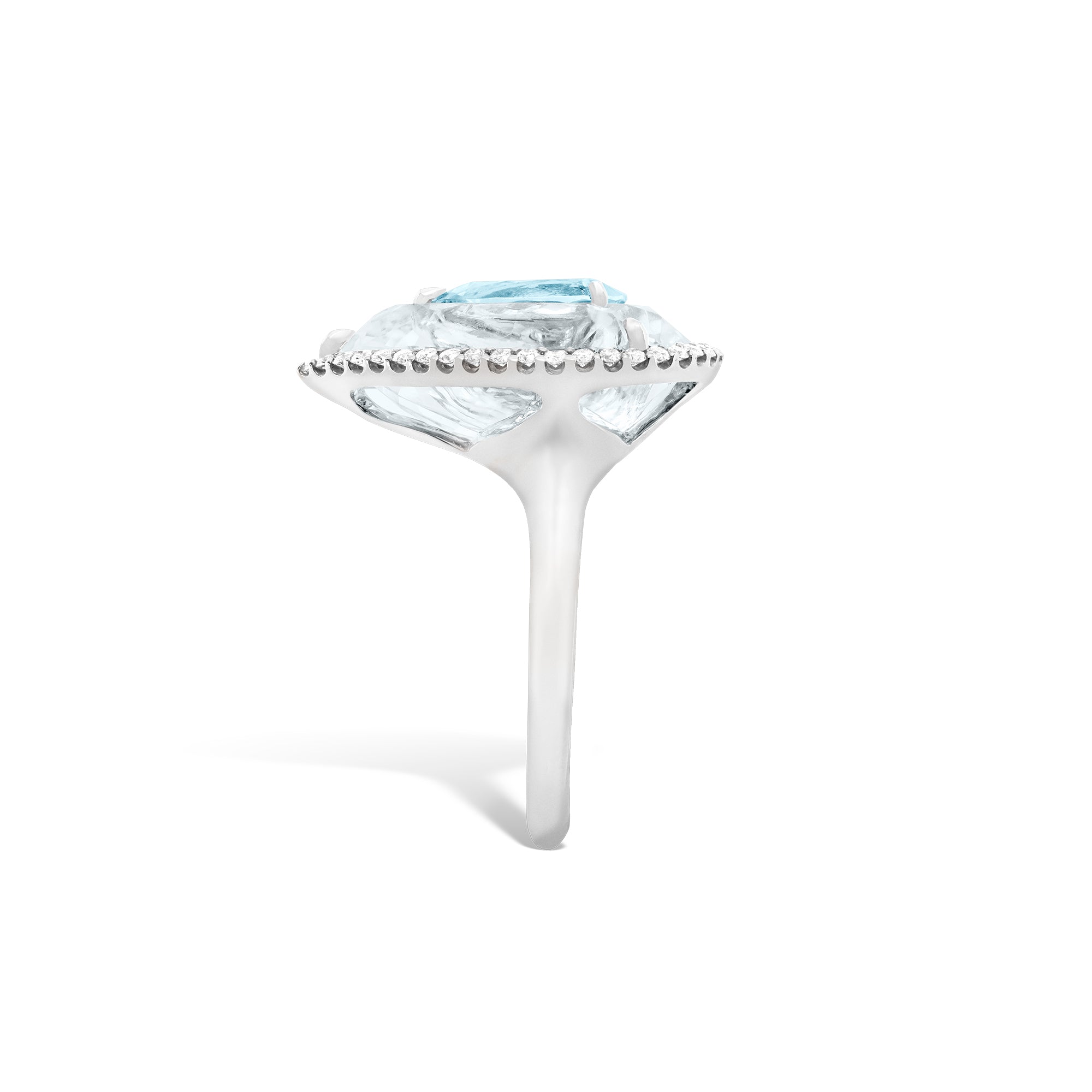 Shine - Aquamarine and Rock Crystal Ring