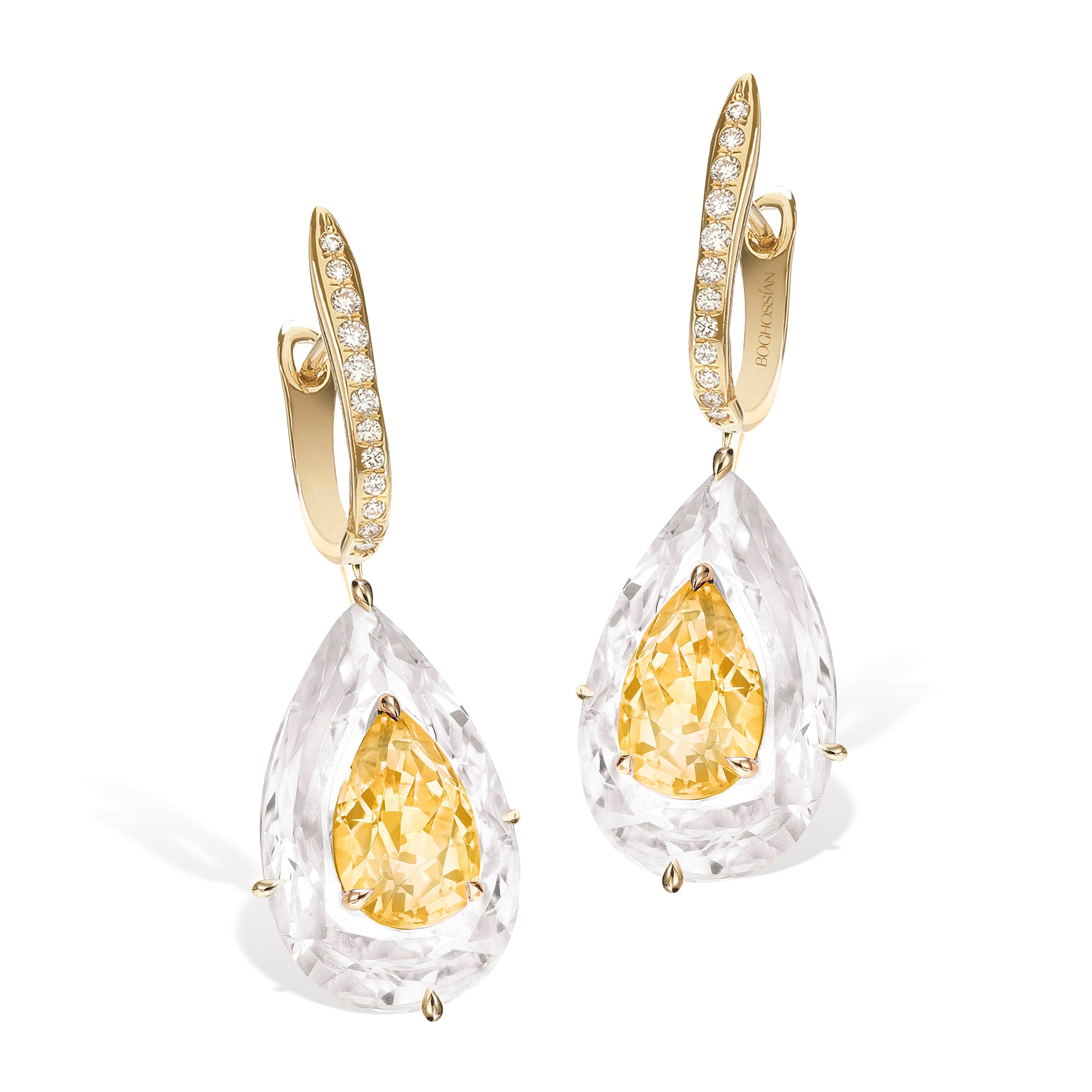 Shine - Citrine and Rock Crystal Large Earrings
