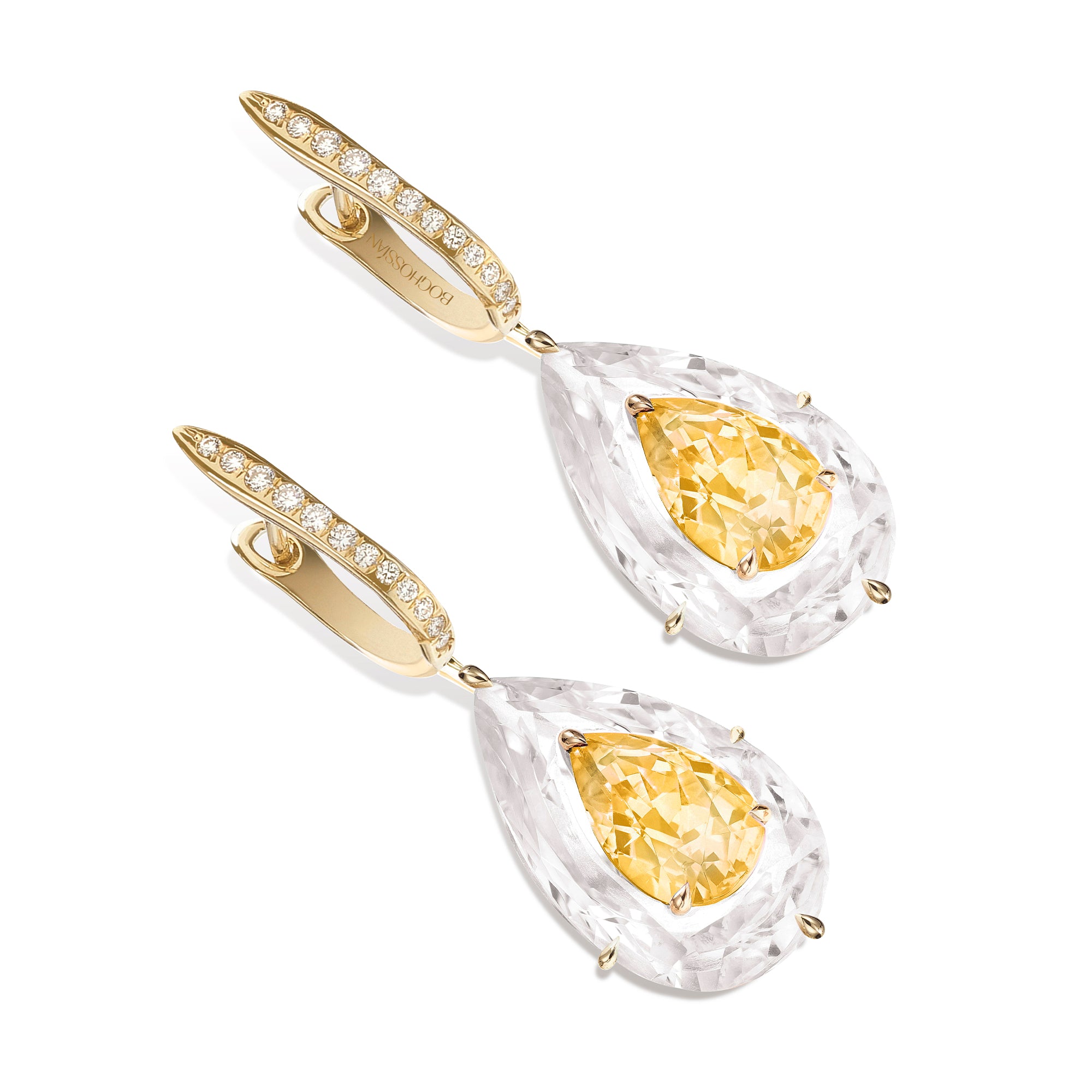 Shine - Citrine and Rock Crystal Large Earrings