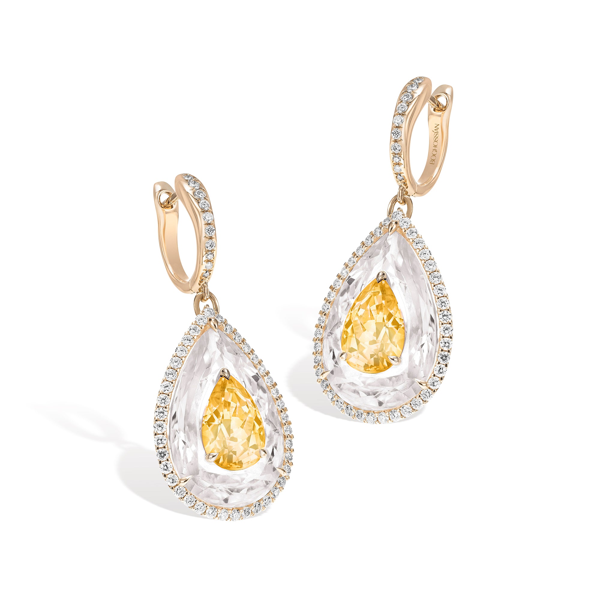 Shine - Citrine and Rock Crystal Small Earrings