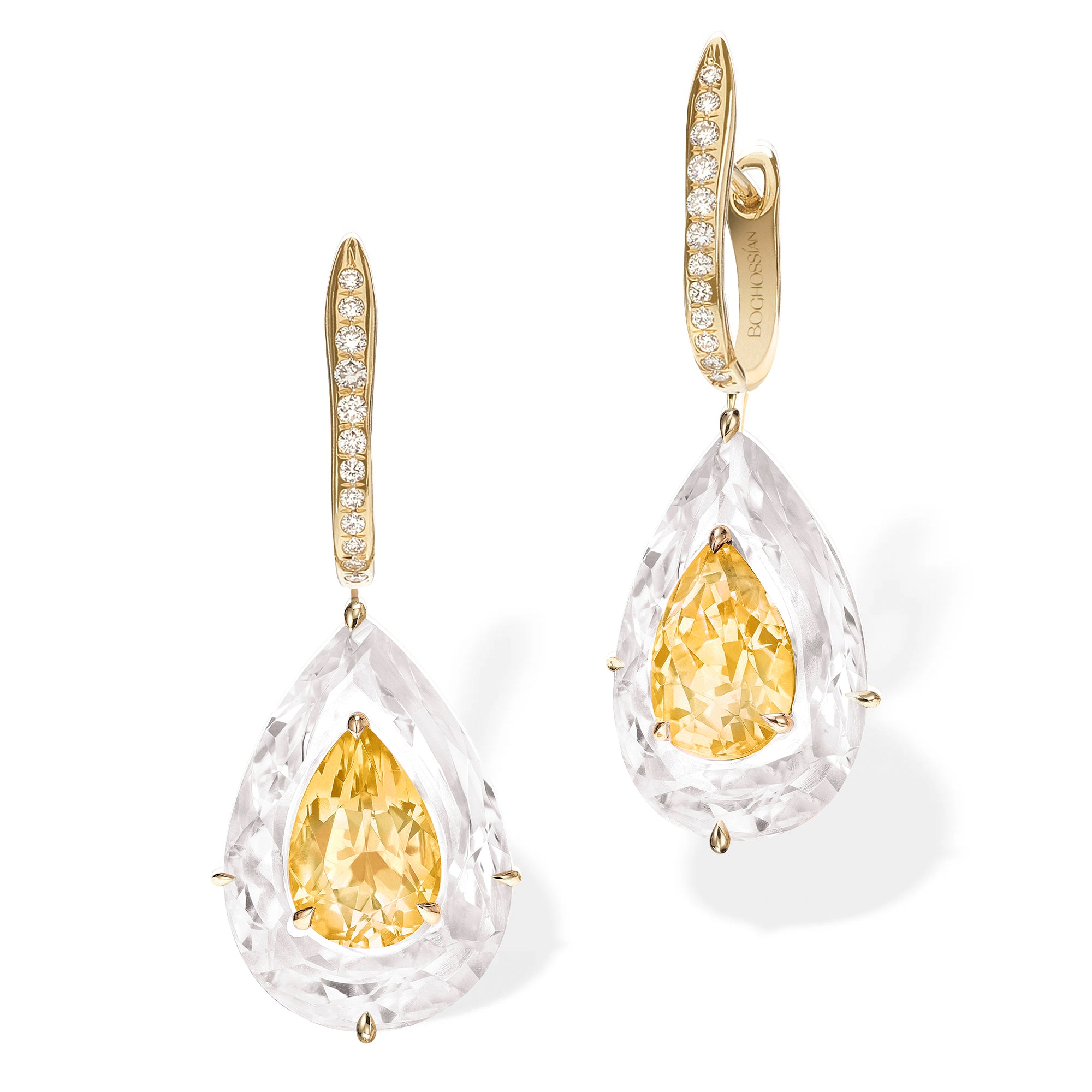 Shine - Citrine and Rock Crystal Large Earrings