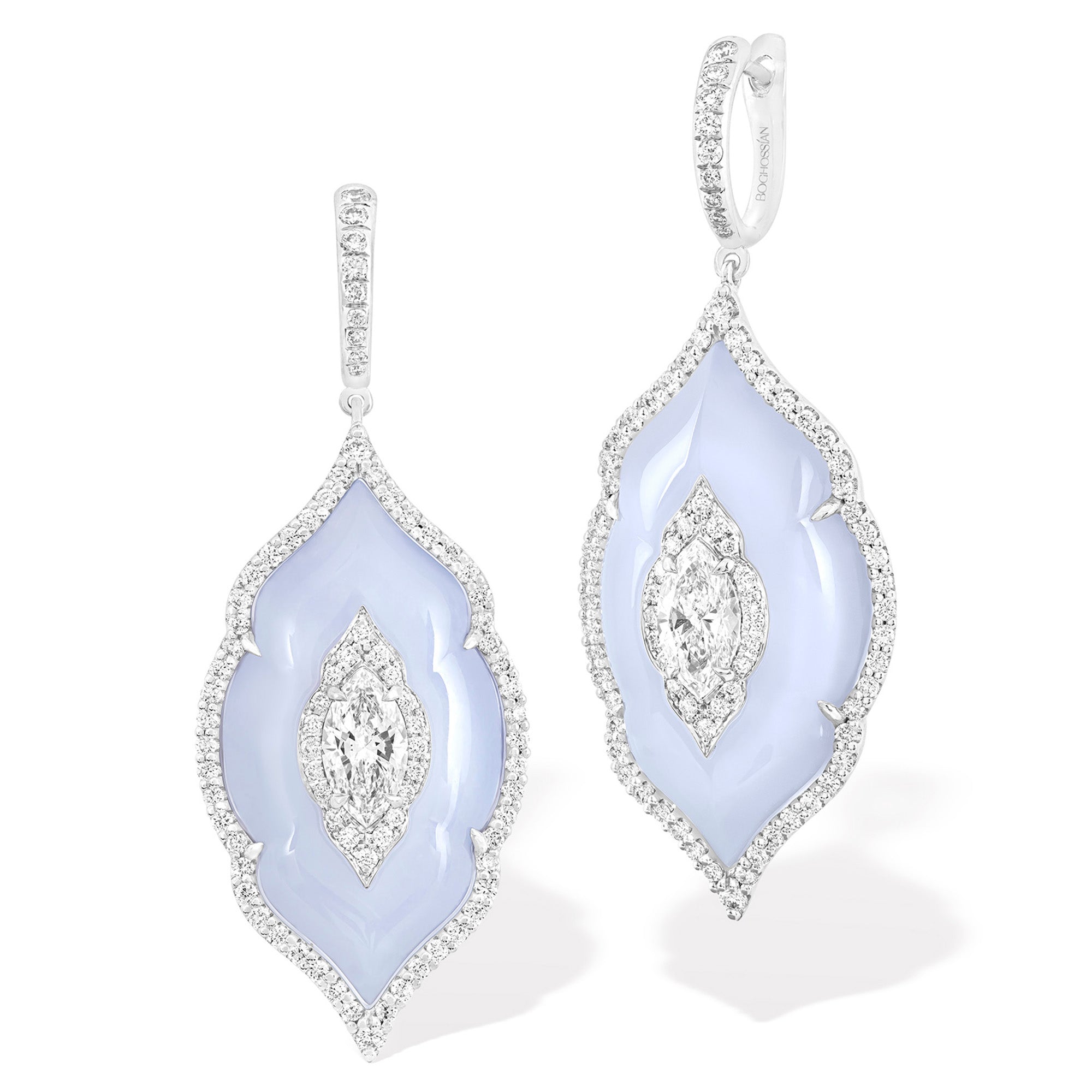 Arches - Diamond and Chalcedony Earrings