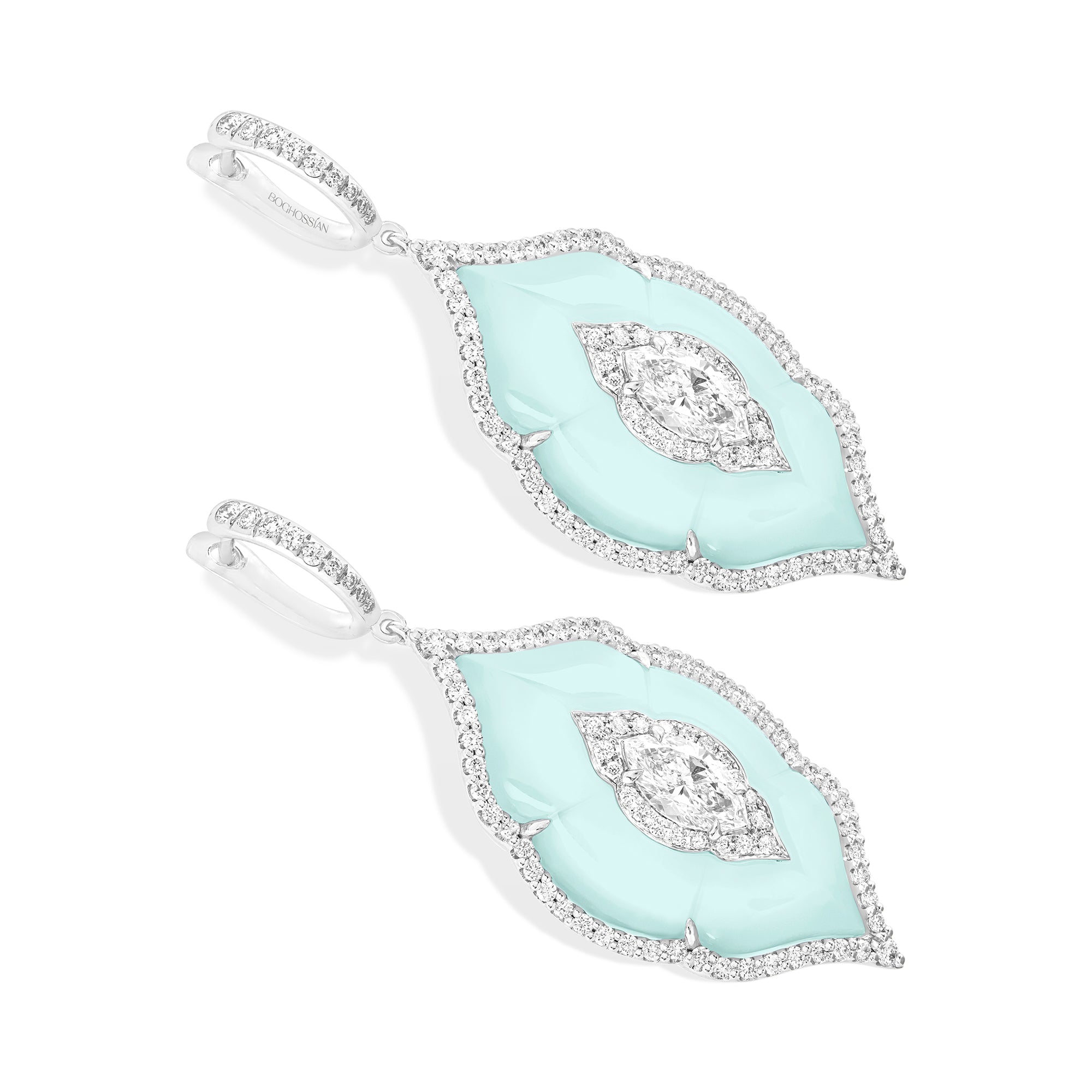 Arches - Diamond and Green Chalcedony Earrings