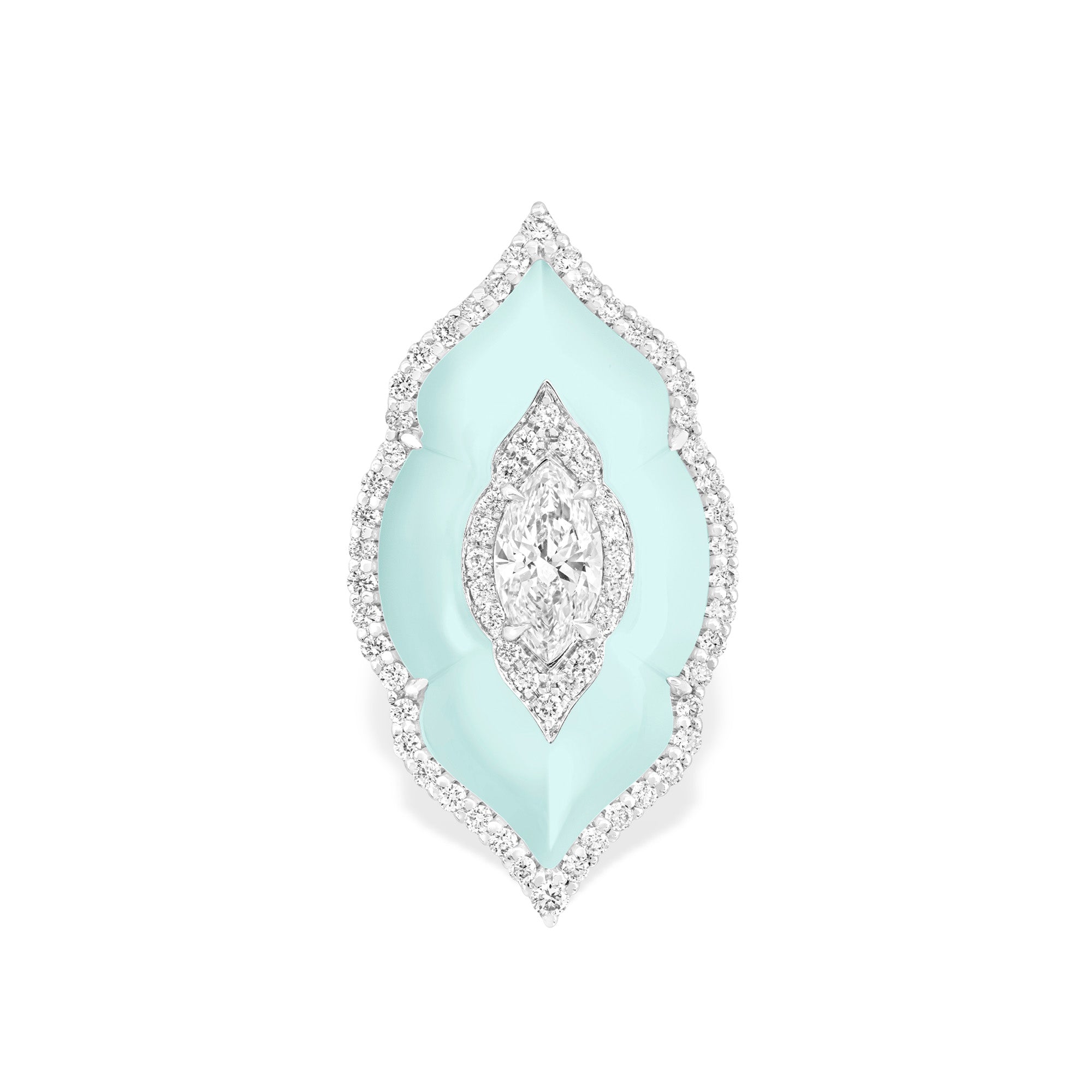 Arches - Diamond and Green Chalcedony Ring