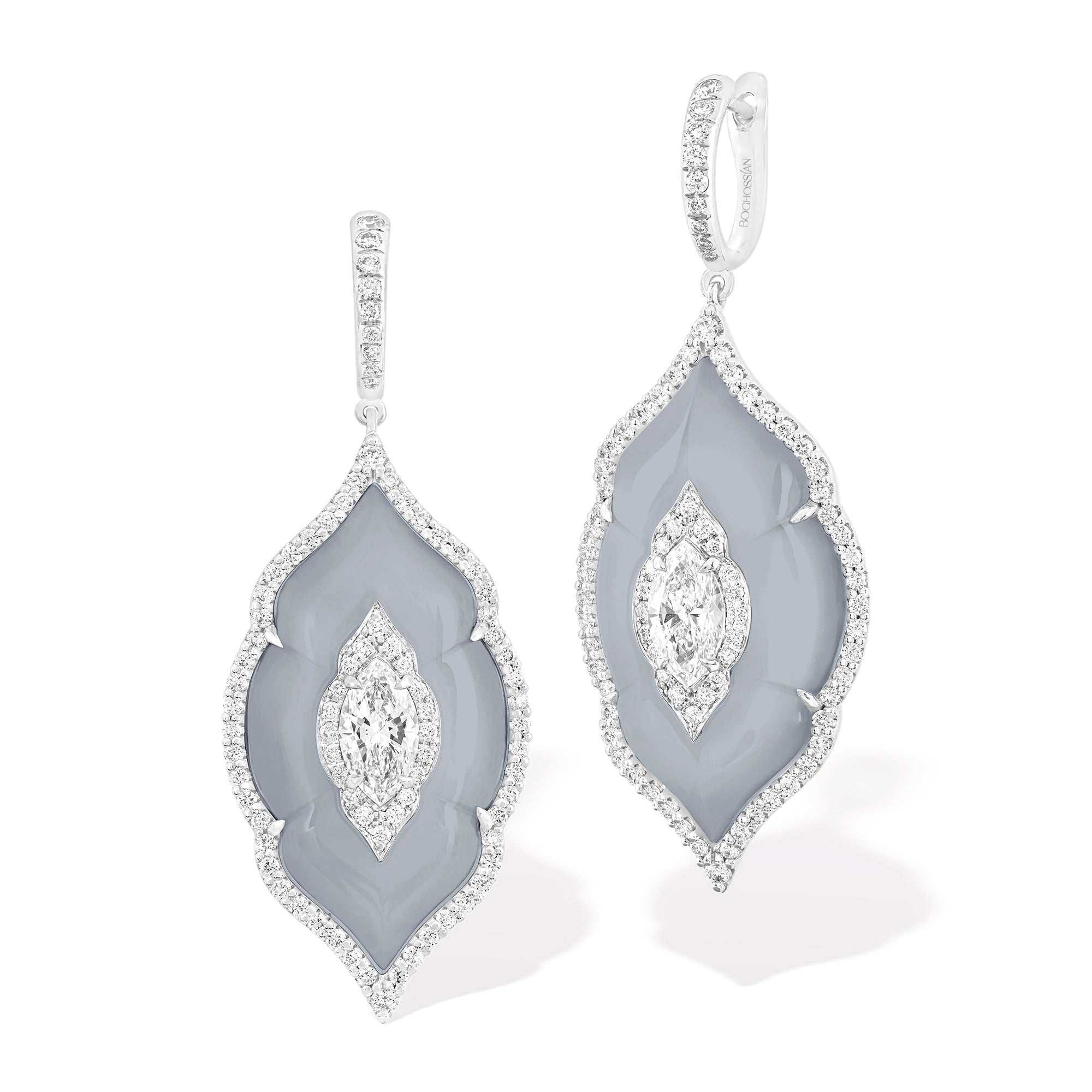 Arches - Diamond and Grey Agate Earrings