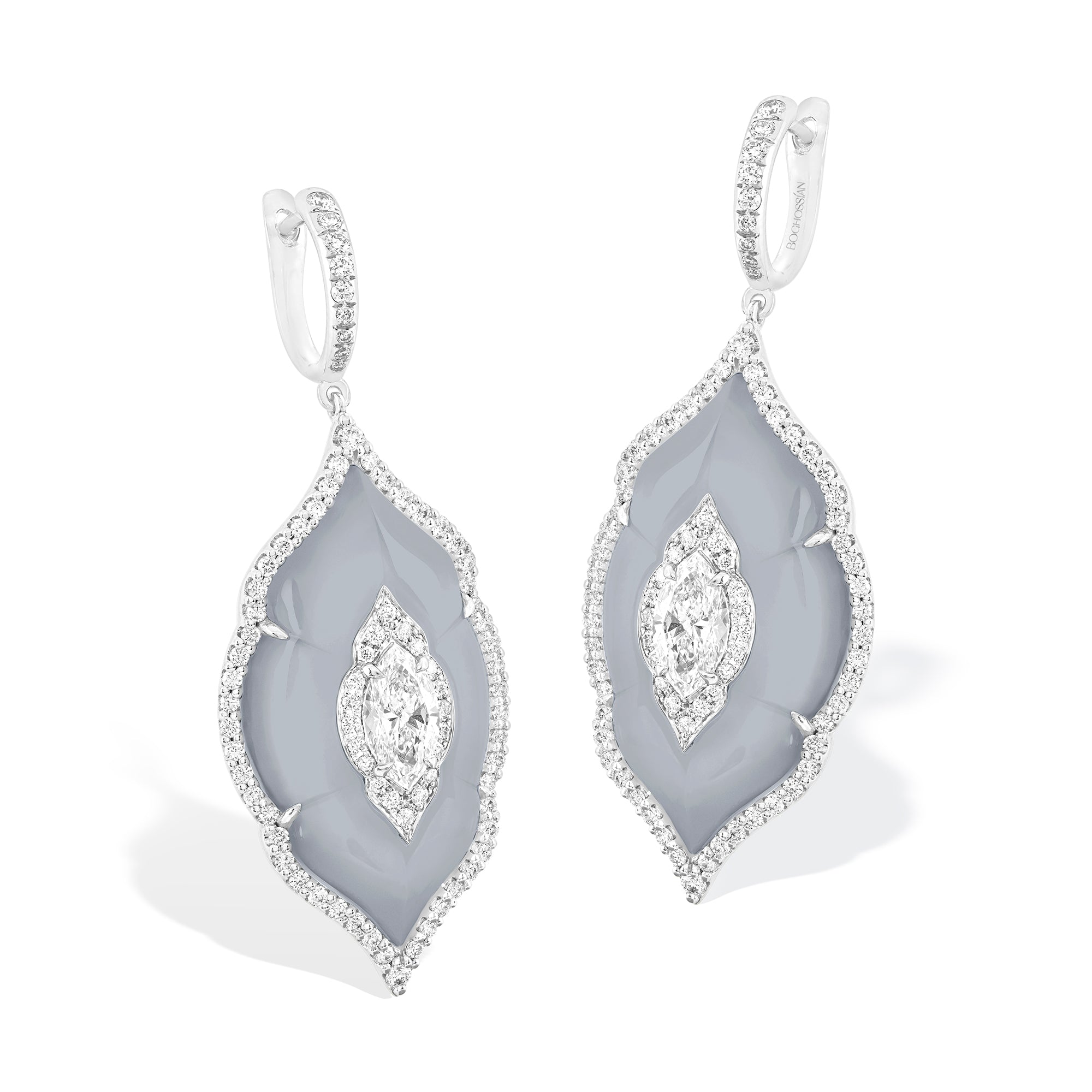 Arches - Diamond and Grey Agate Earrings