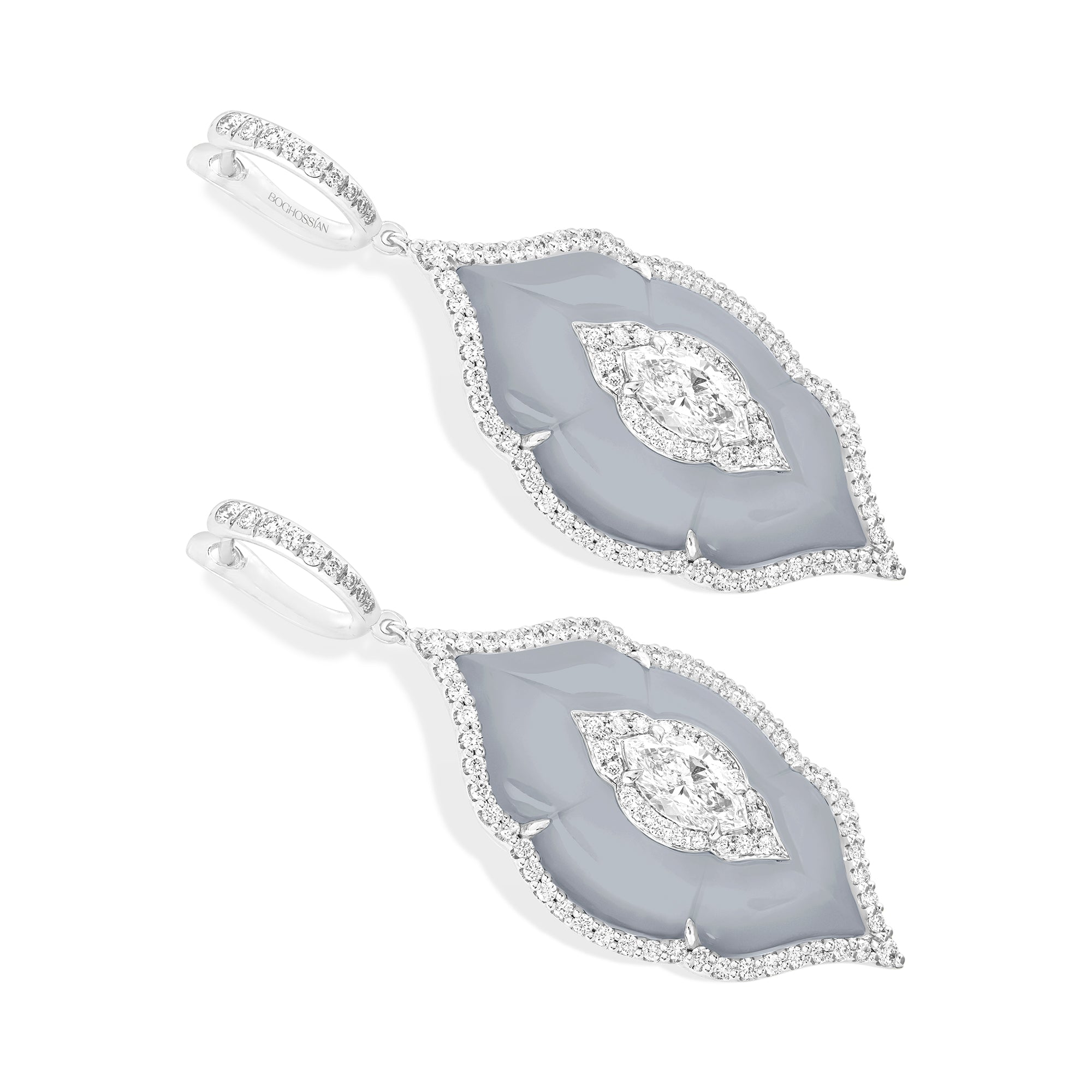 Arches - Diamond and Grey Agate Earrings