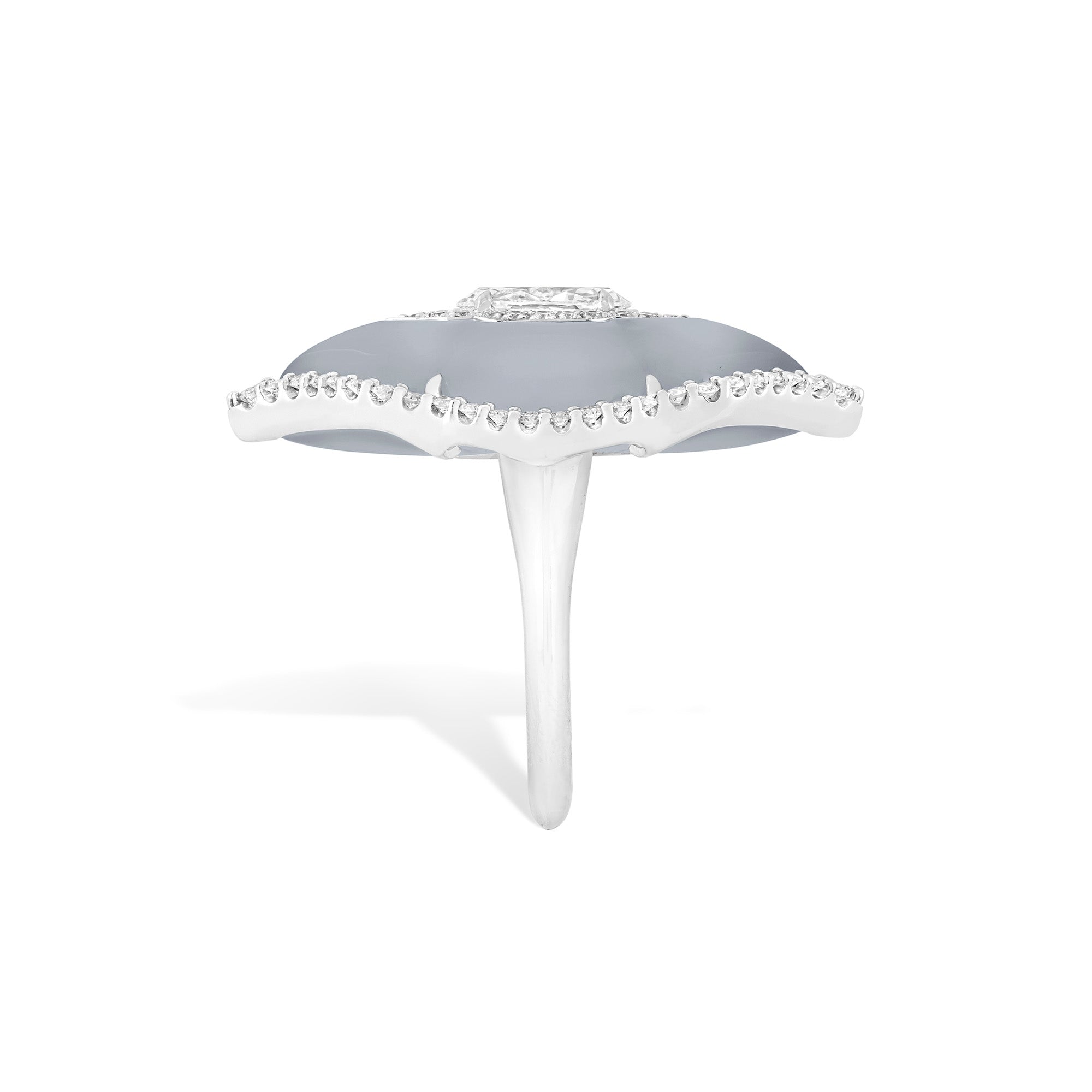 Arches - Diamond and Grey Agate Ring