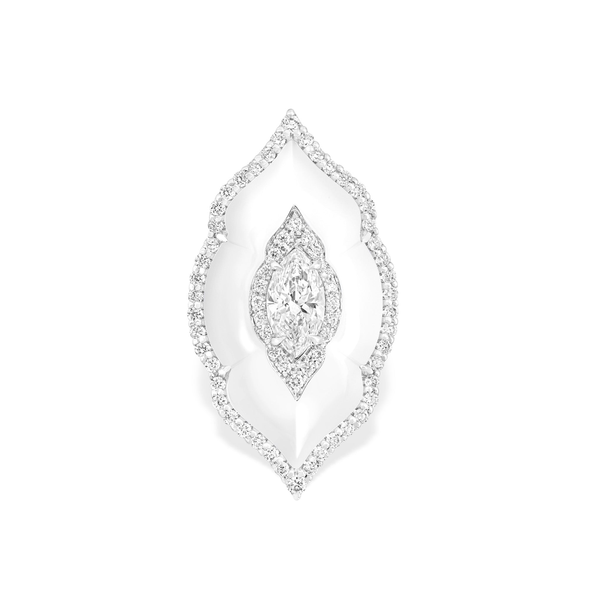 Arches - Diamond and Milky Agate Ring