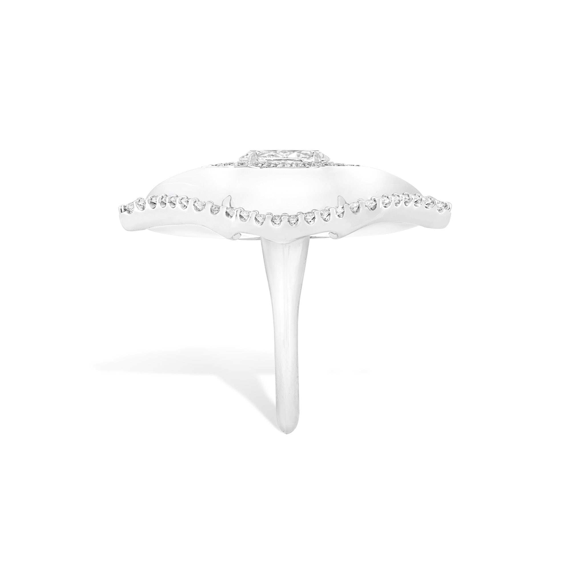 Arches - Diamond and Milky Agate Ring