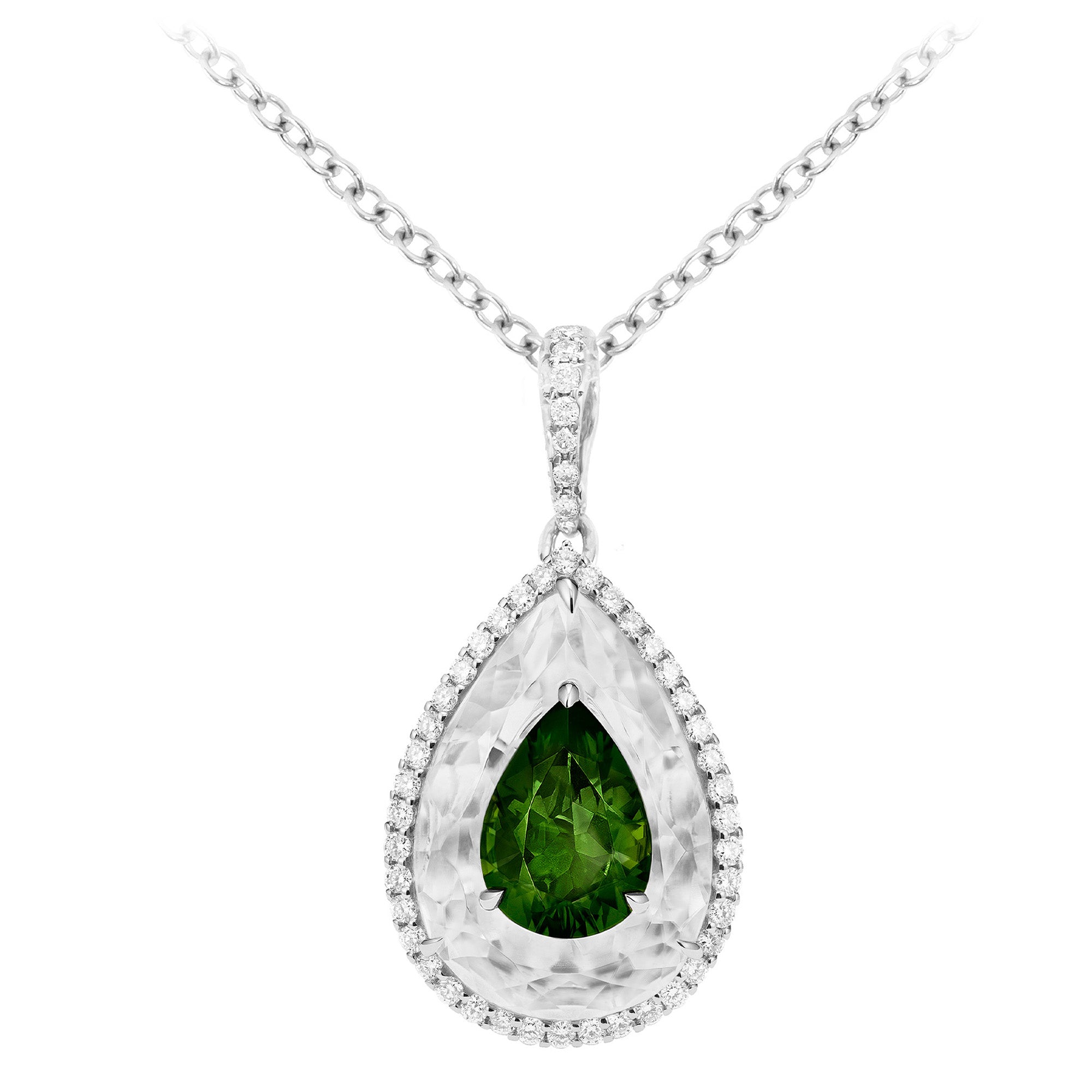 Shine - Green Tourmaline and Rock Crystal Pendant