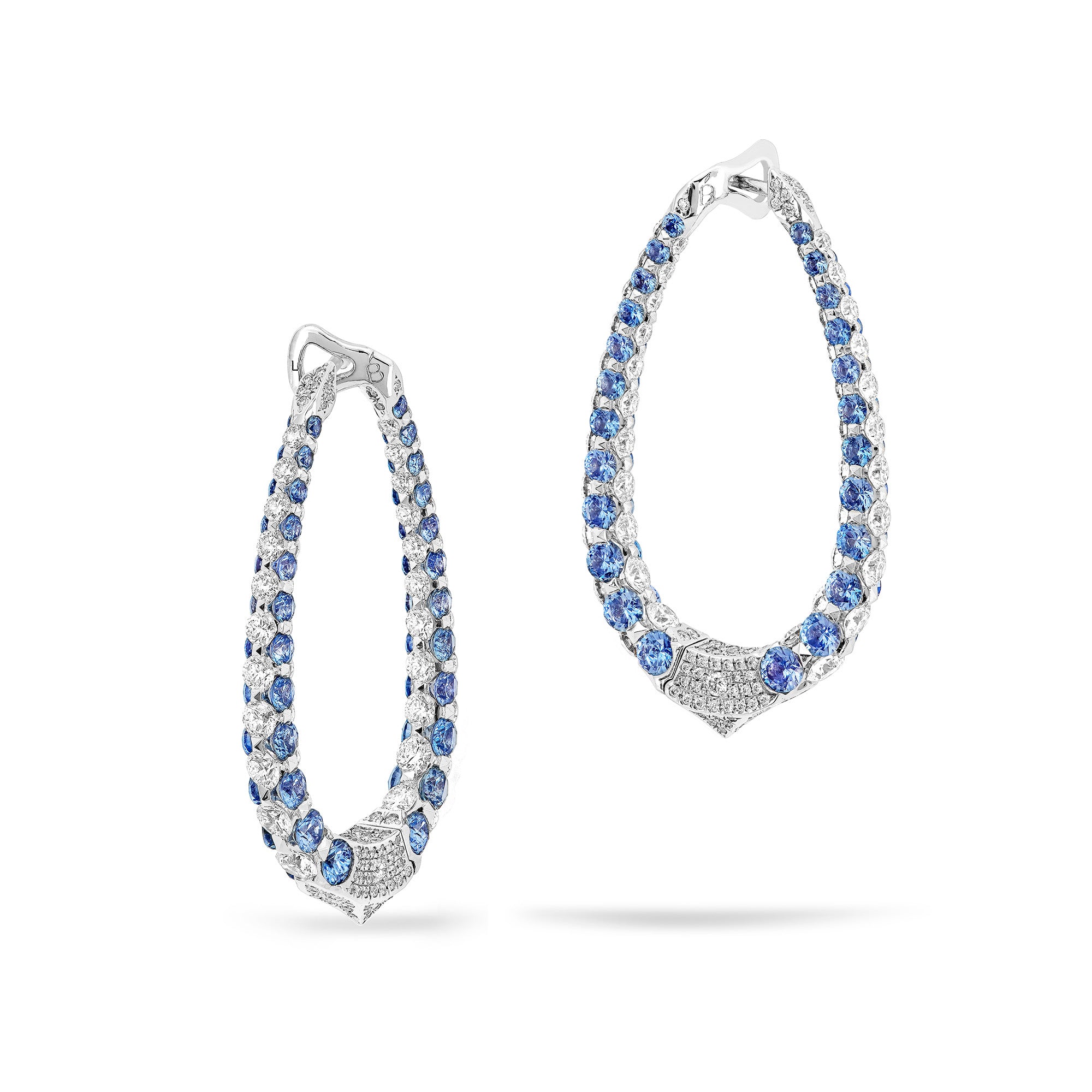 Merveilles Blue Halo - Diamond and Sapphire Medium Earrings