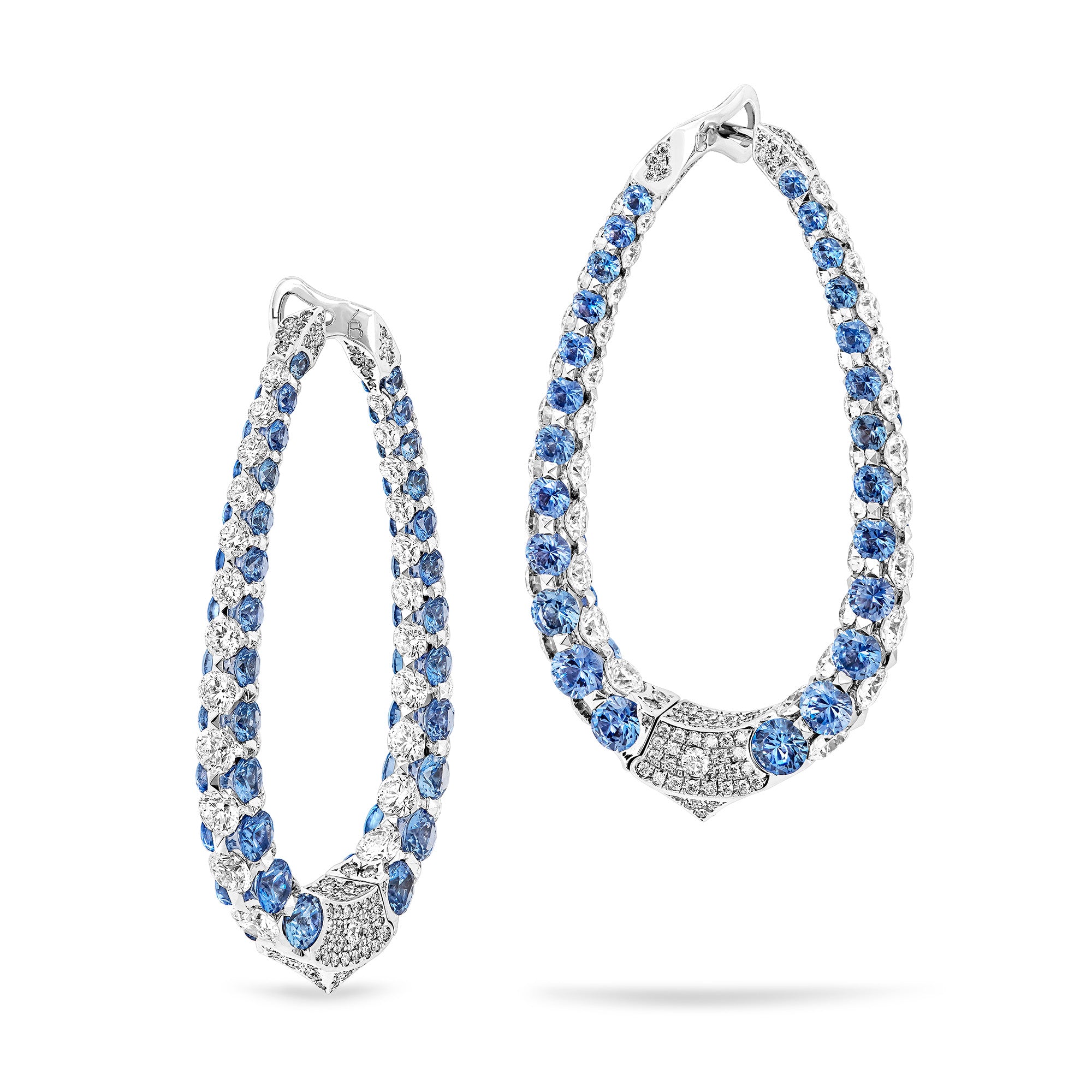 Merveilles Blue Halo - Diamond and Sapphire Large Earrings