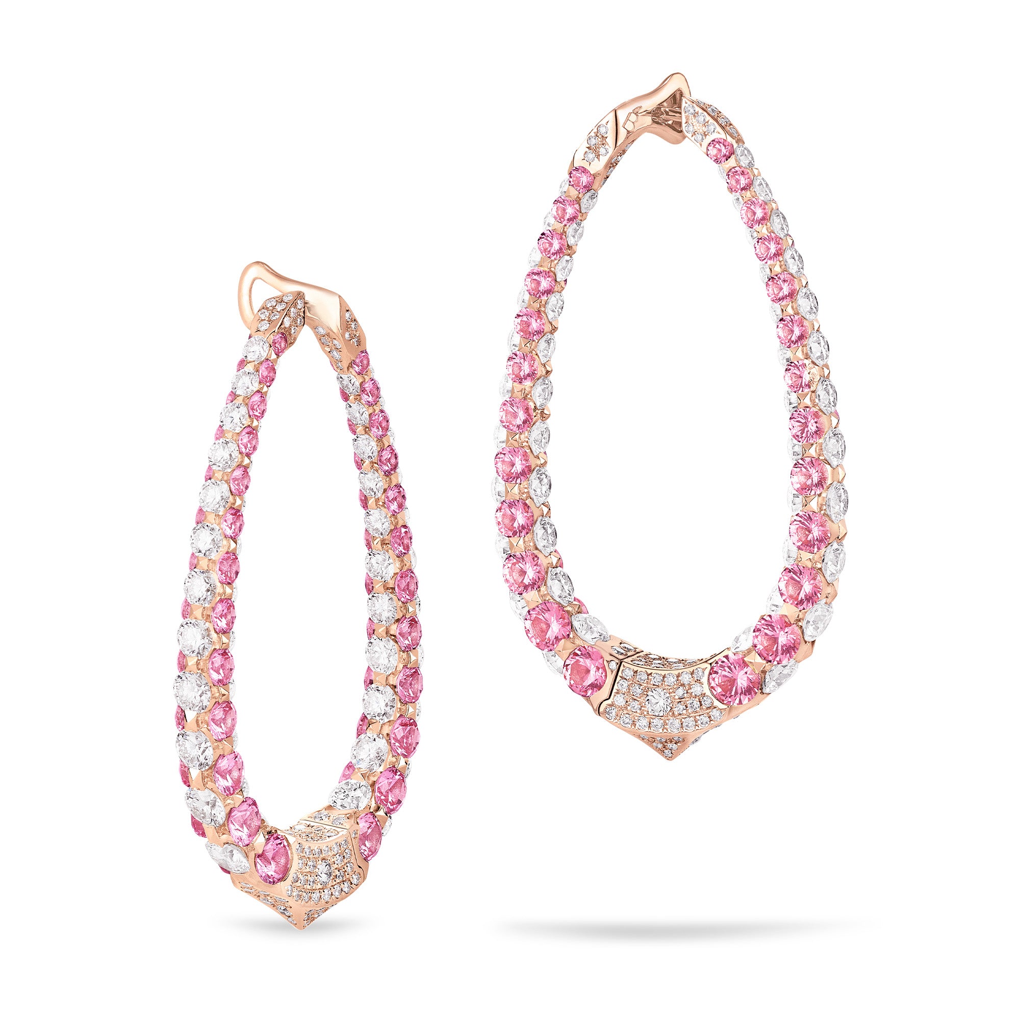 Merveilles Rose Halo - Diamond and Pink Sapphire Large Earrings