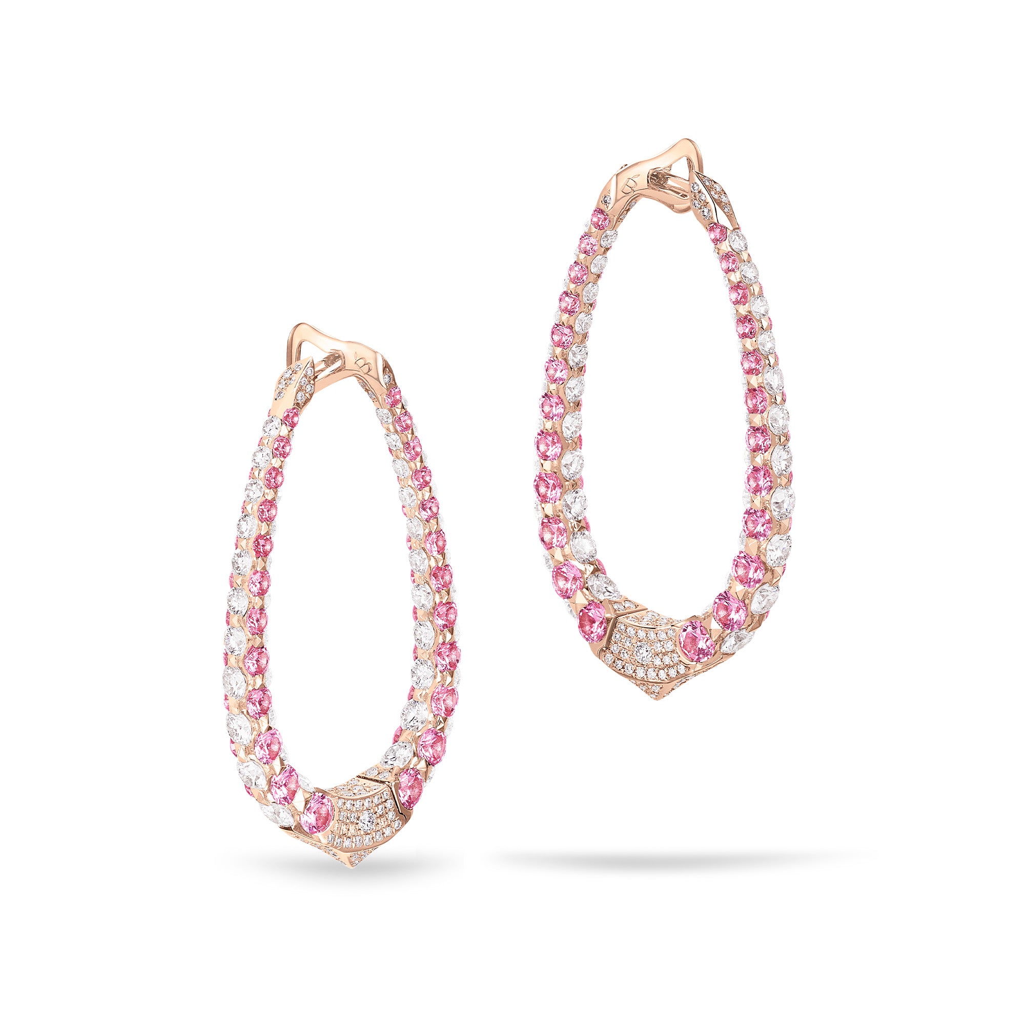 Merveilles Rose Halo - Diamond and Pink Sapphire Medium Earrings