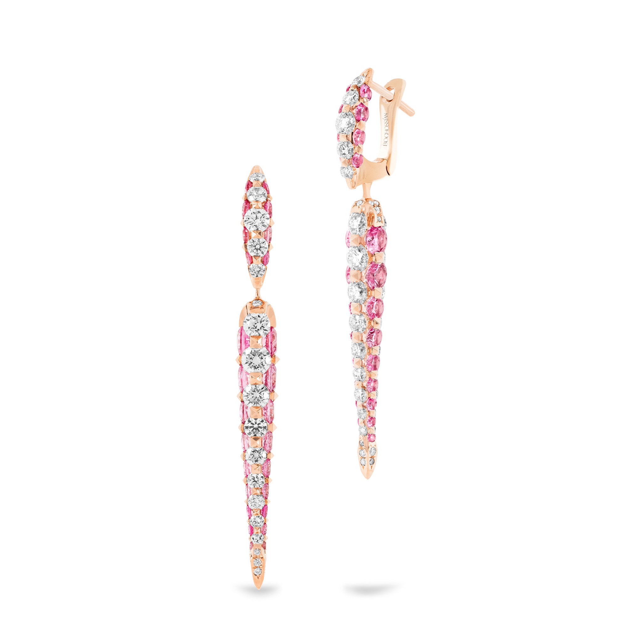 Merveilles Rose Icicle - Diamond and Pink Sapphire Small Earrings