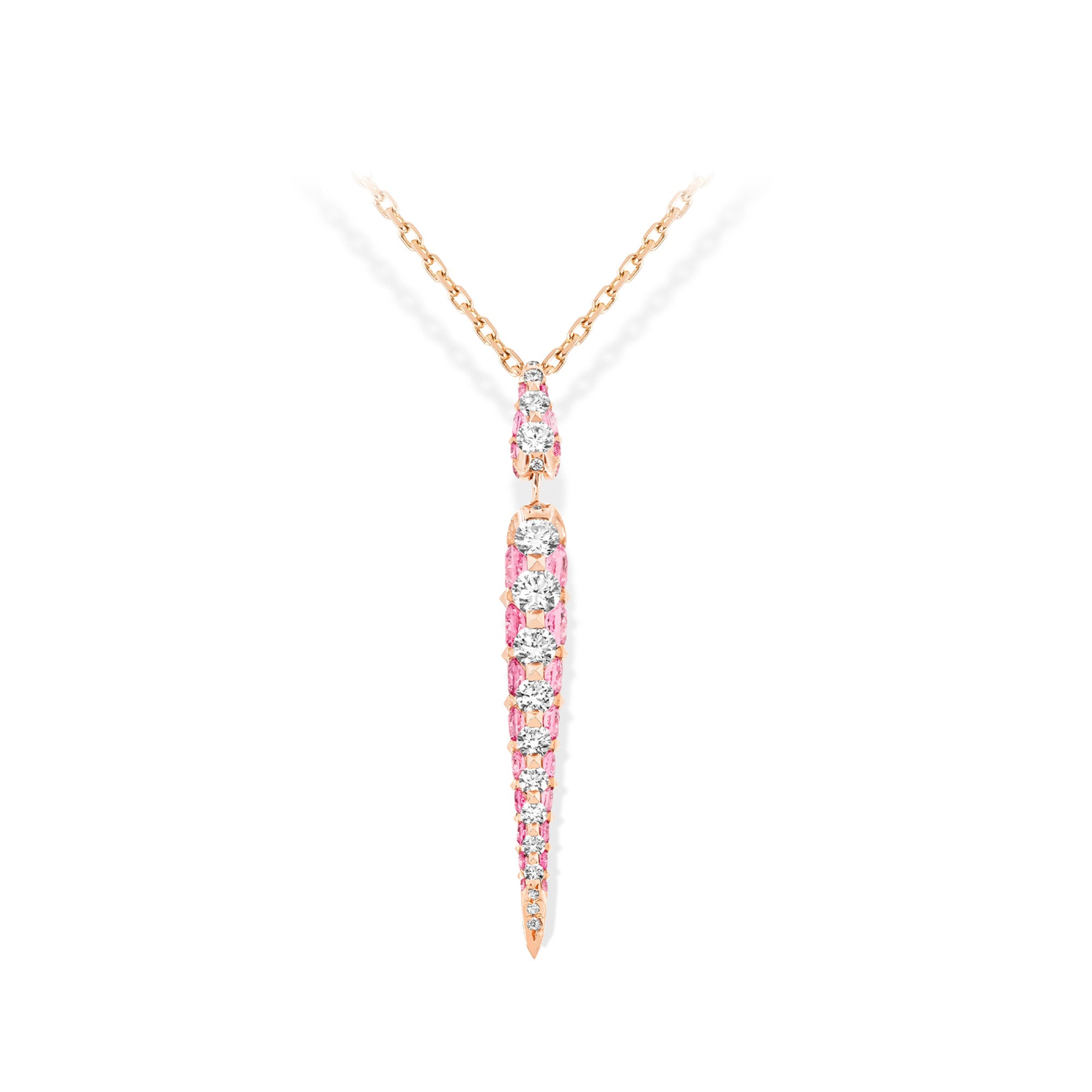 Merveilles Rose Icicle - Diamond and Pink Sapphire Small Pendant
