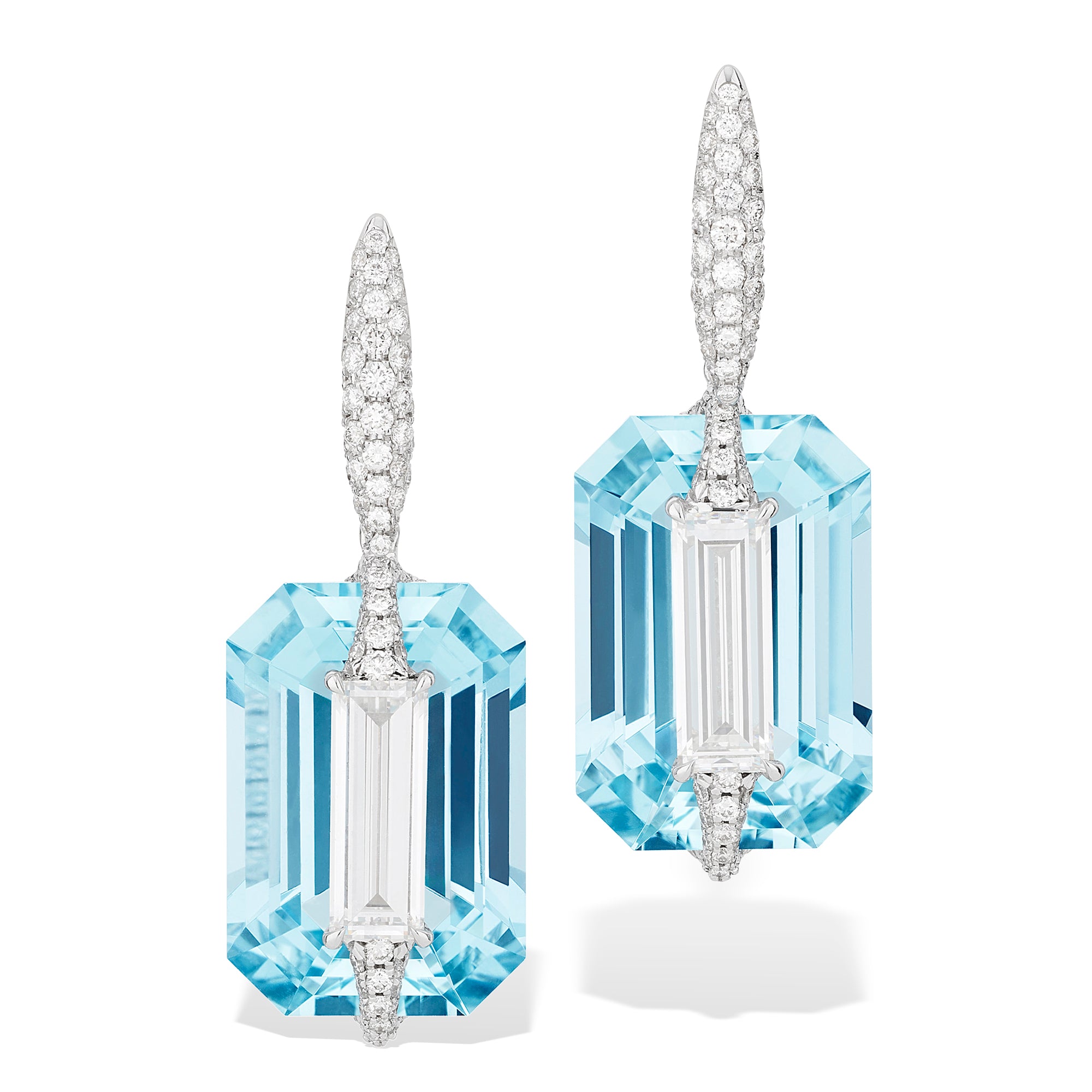 Kissing - Diamond and Aquamarine Earrings