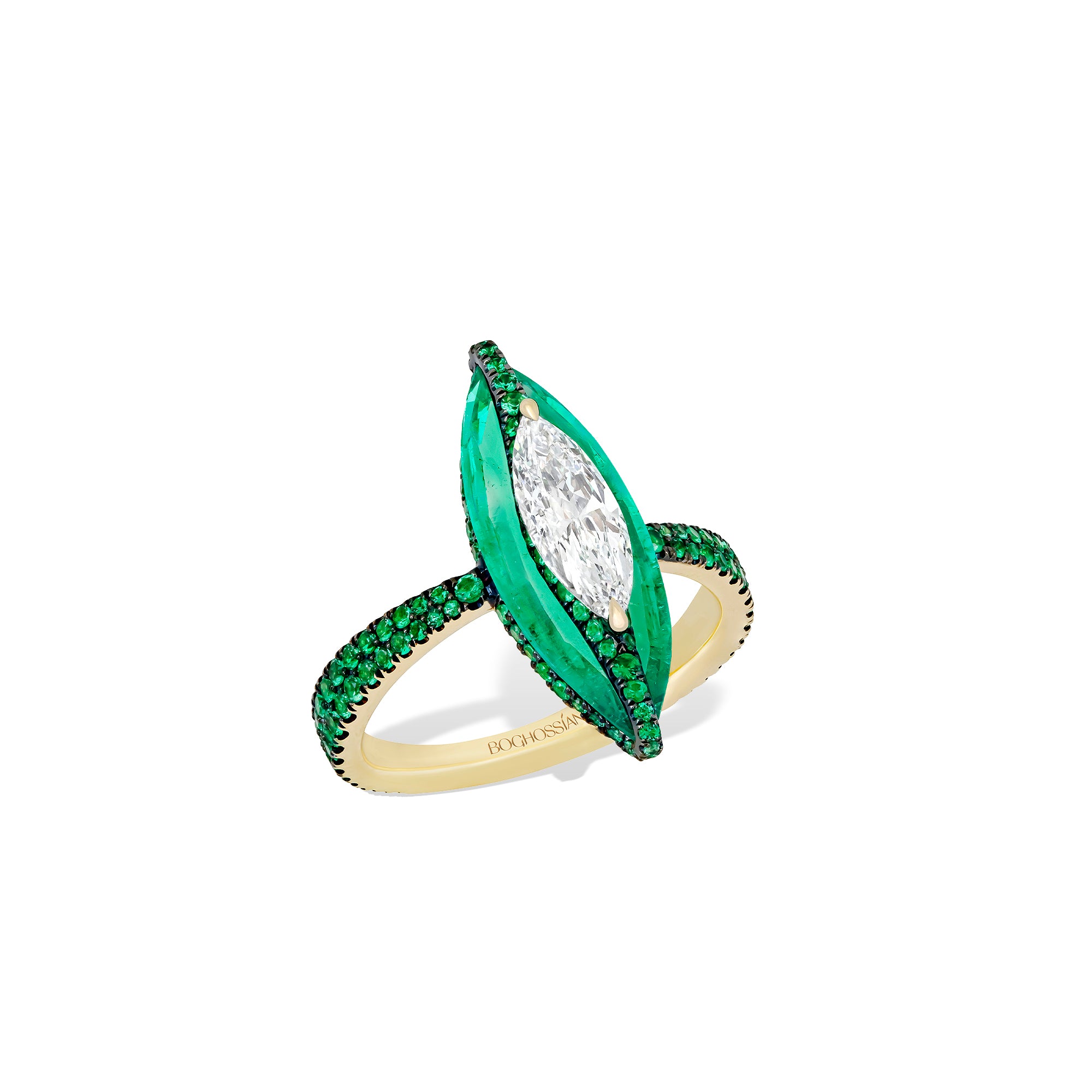 Kissing - Diamond and Emerald Ring