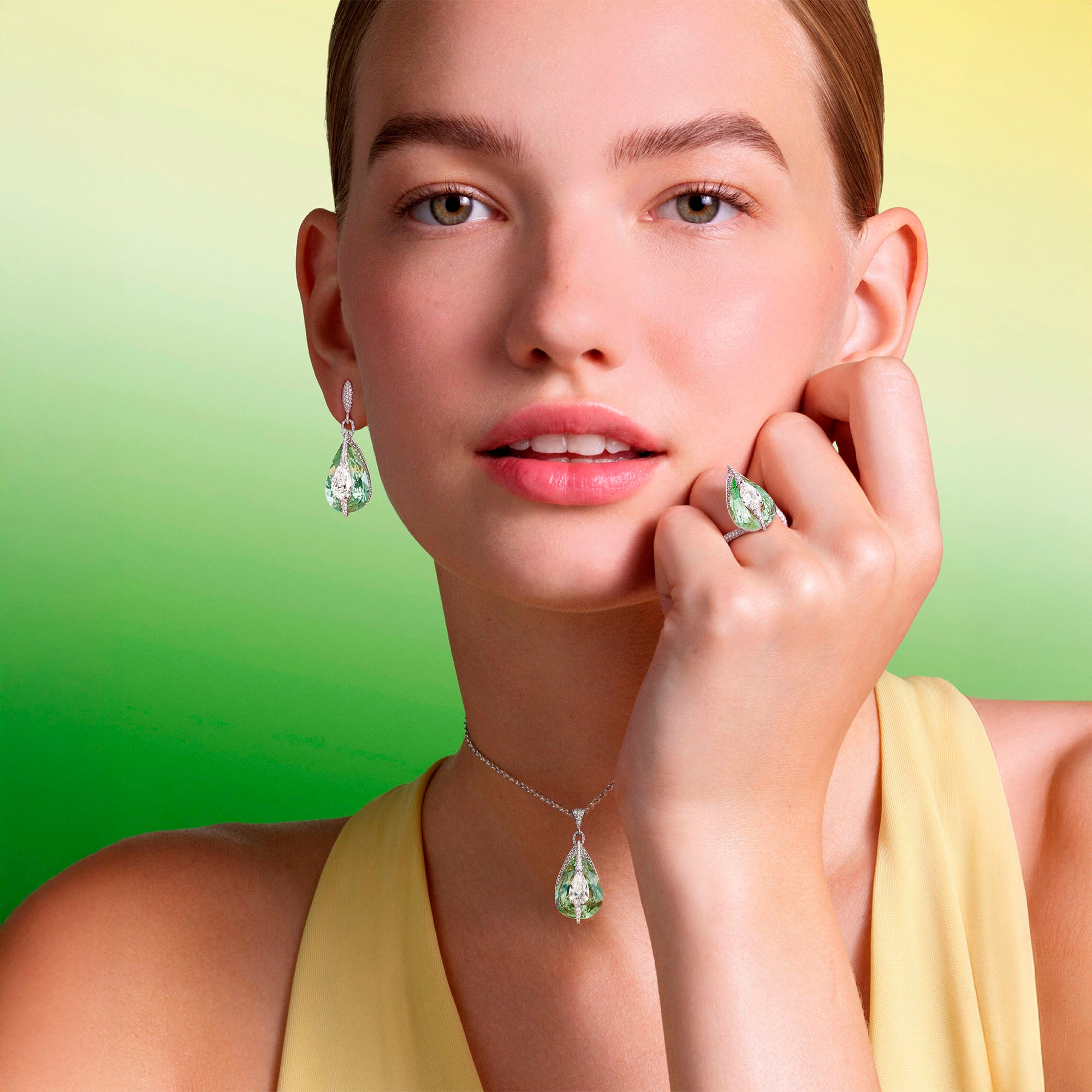 Kissing - Diamond and Prasiolite Earrings