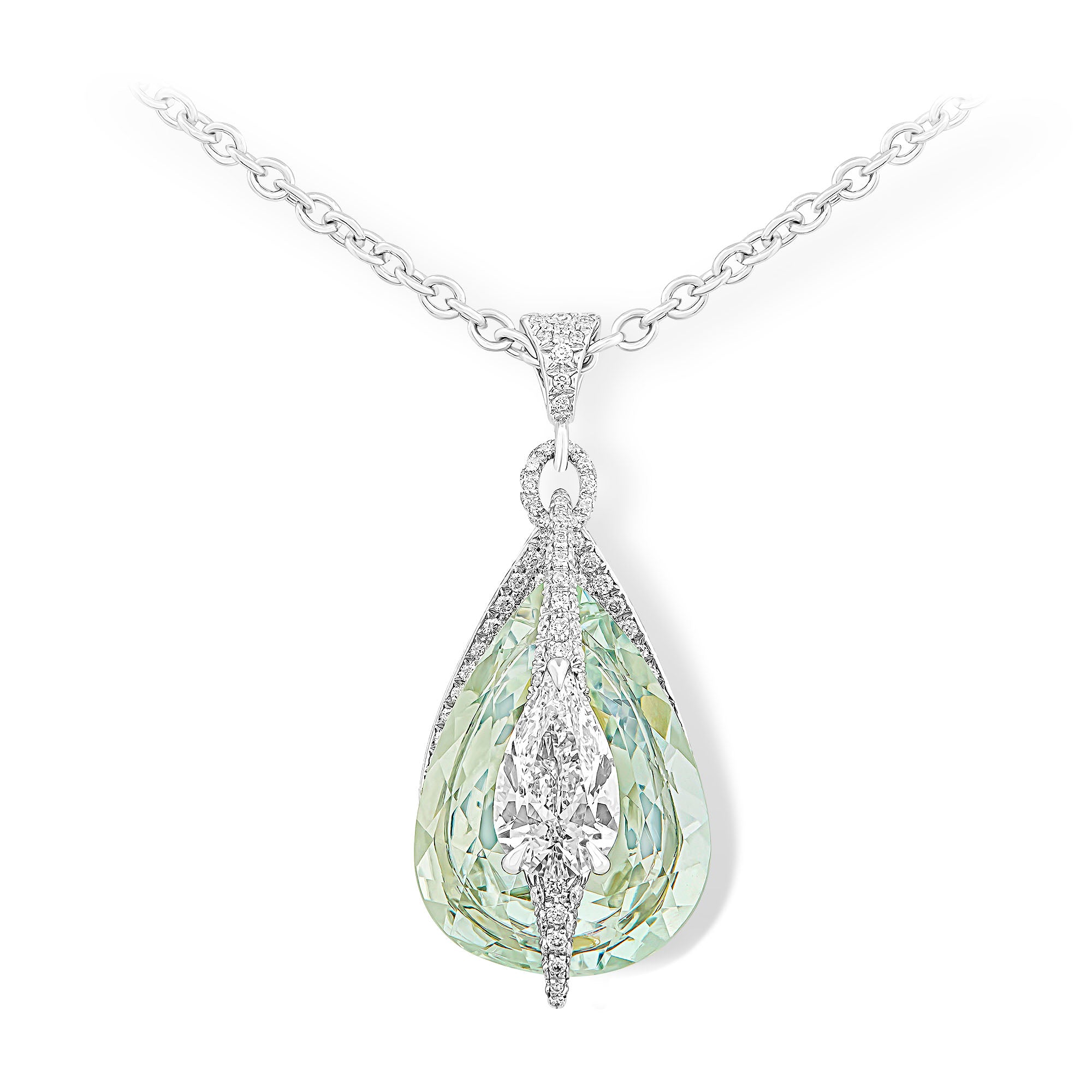 Kissing - Diamond and Prasiolite Pendant