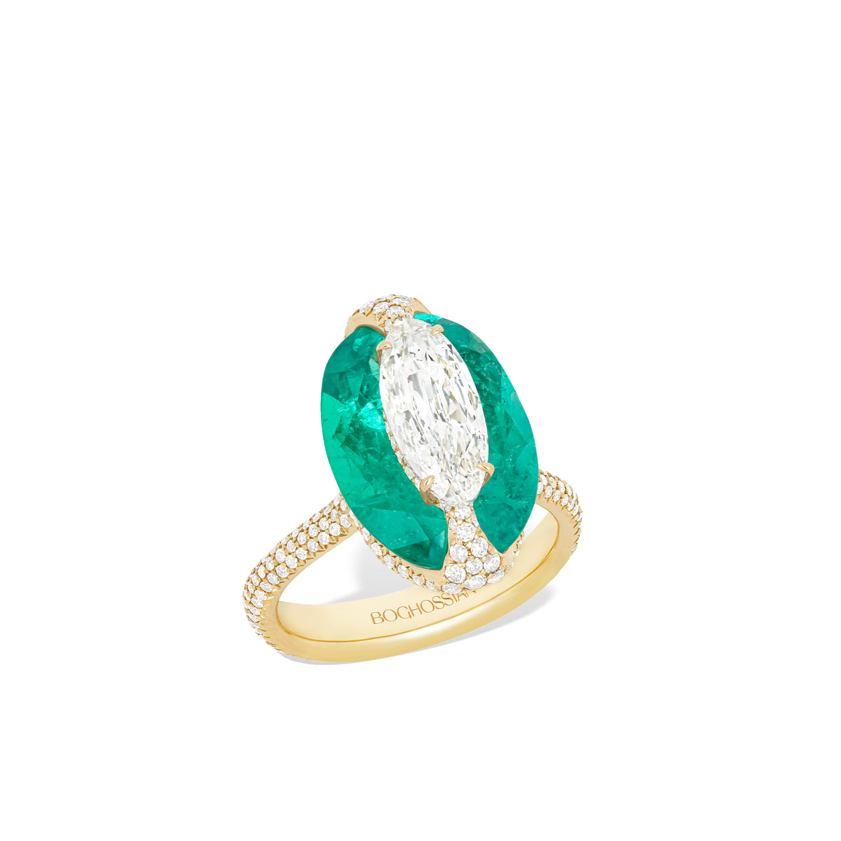 Kissing - Diamond And Emerald Ring