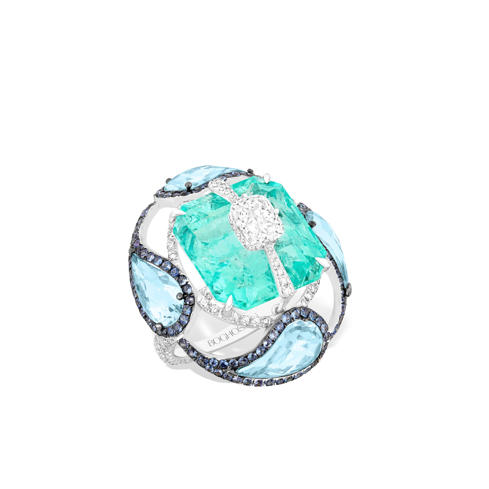 Kissing - Diamond and Emerald Ring