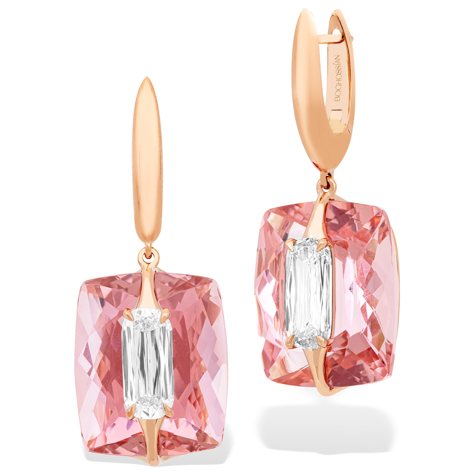 Kissing - Diamond and Morganite Earrings