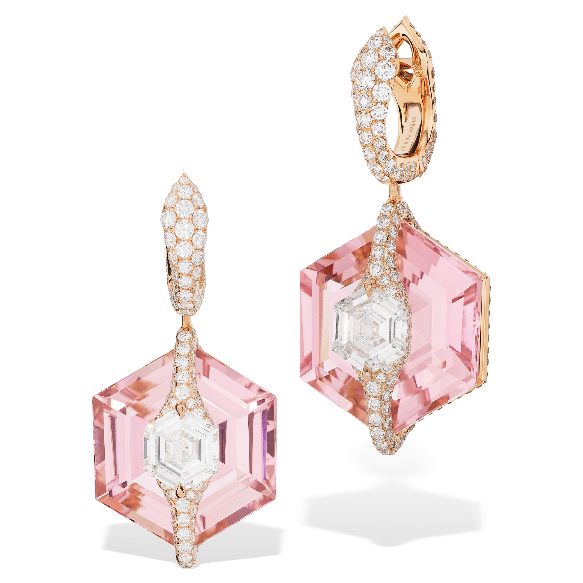 Kissing - Diamond and Pink Tourmaline Earrings