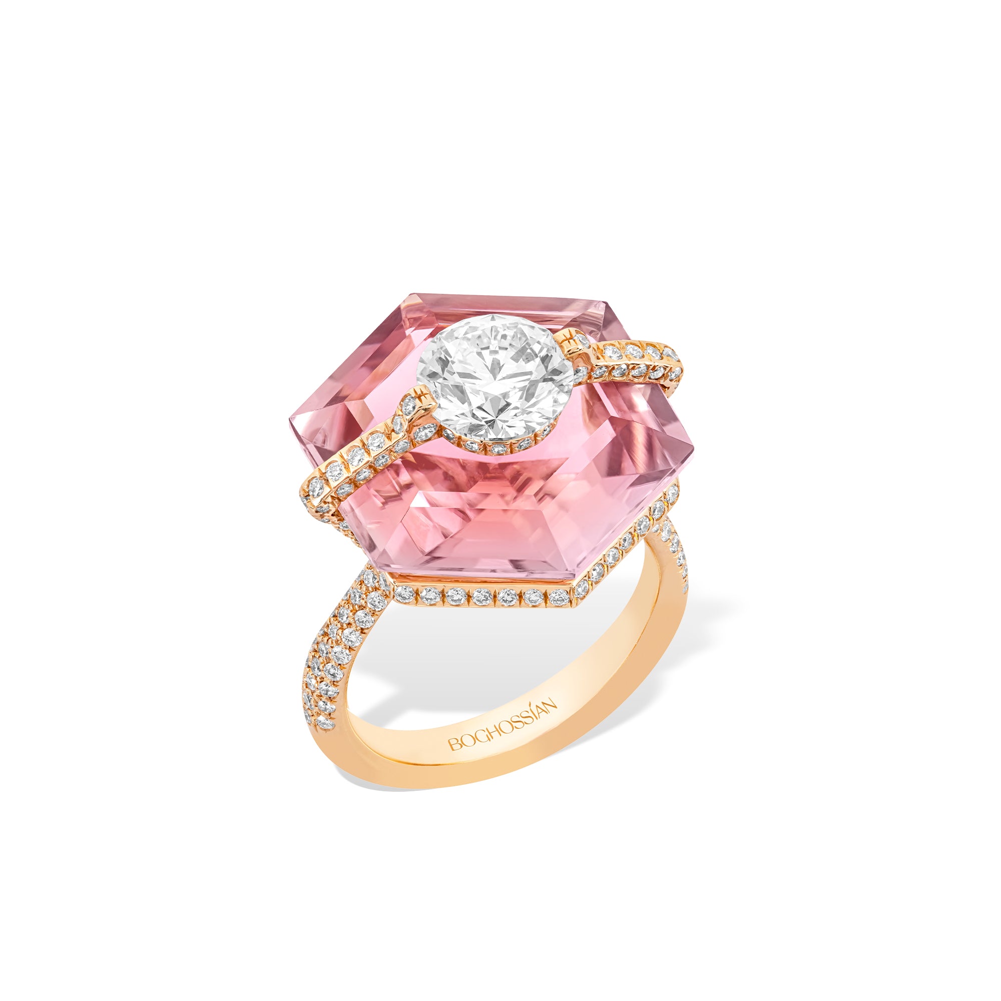 Kissing - Diamond and Pink Tourmaline Ring