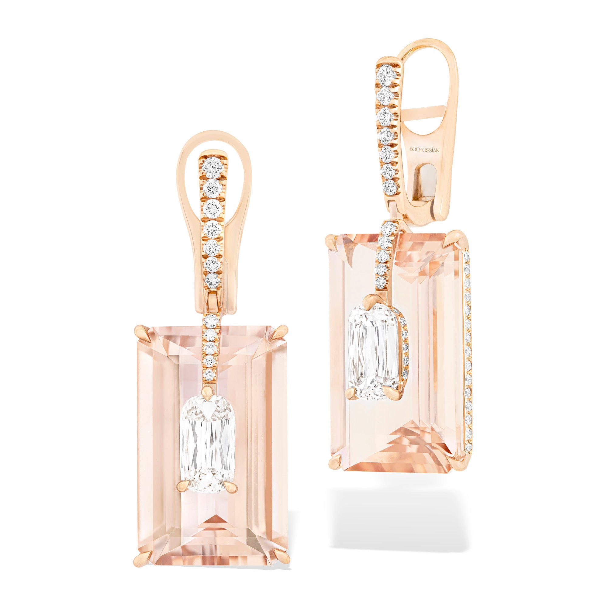 Kissing - Diamond and Morganite Earrings