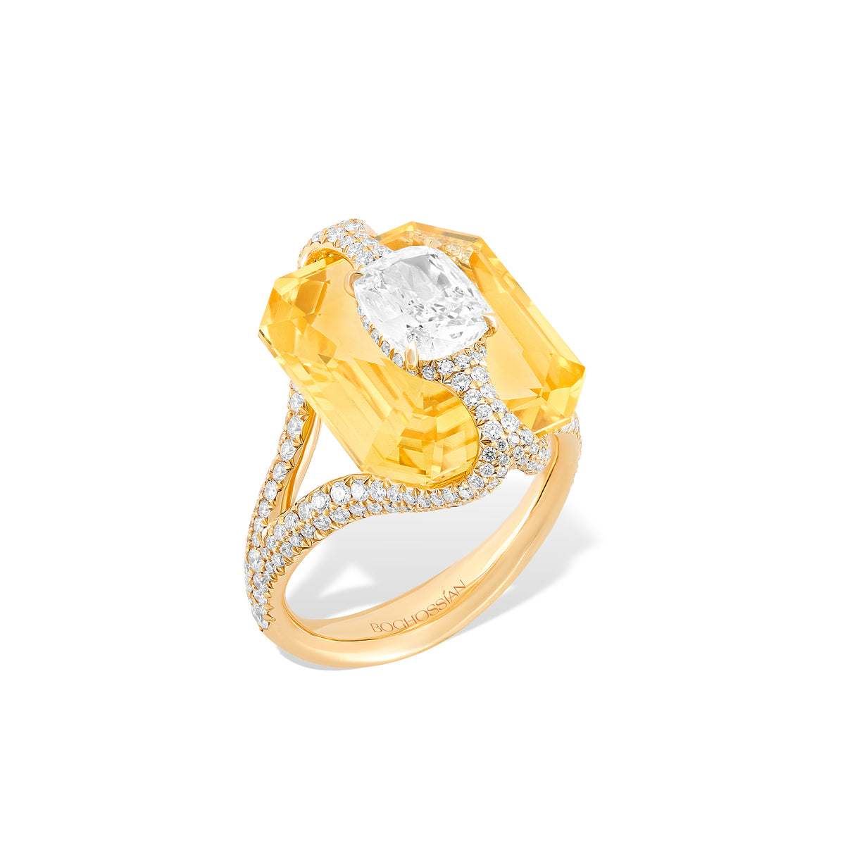 Kissing - Diamond And Yellow Sapphire Ring