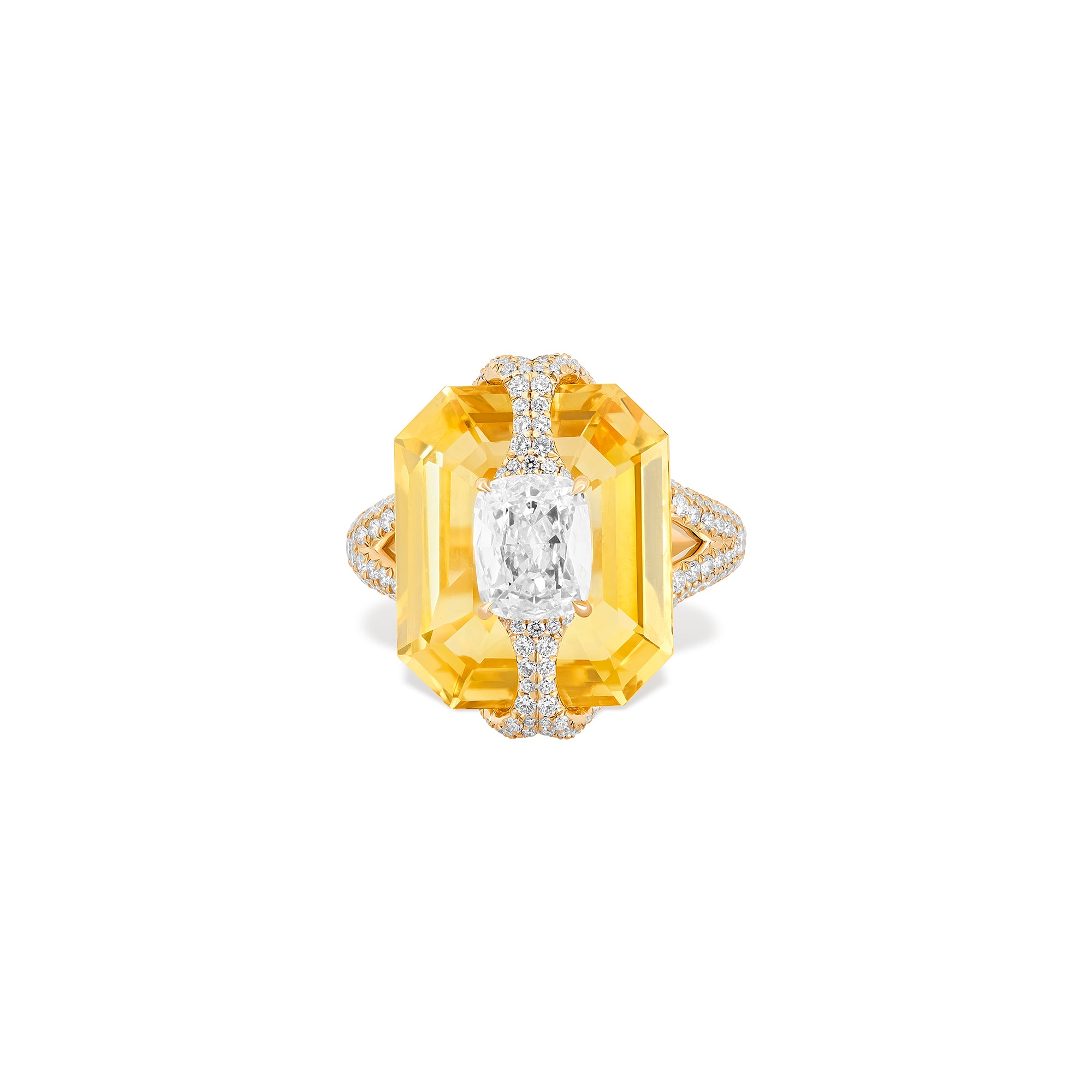 Kissing - Diamond and Ceylon Yellow Sapphire Ring