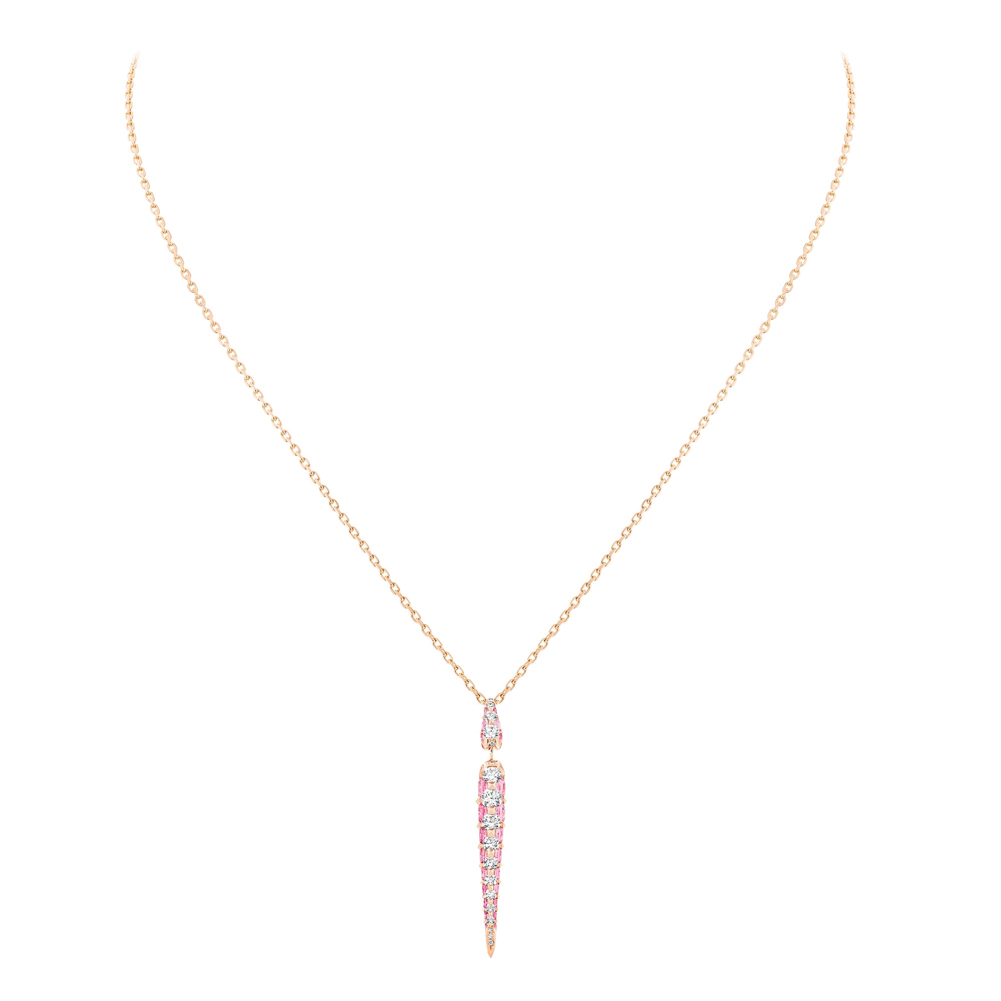 Merveilles Rose Icicle - Diamond and Pink Sapphire Small Pendant