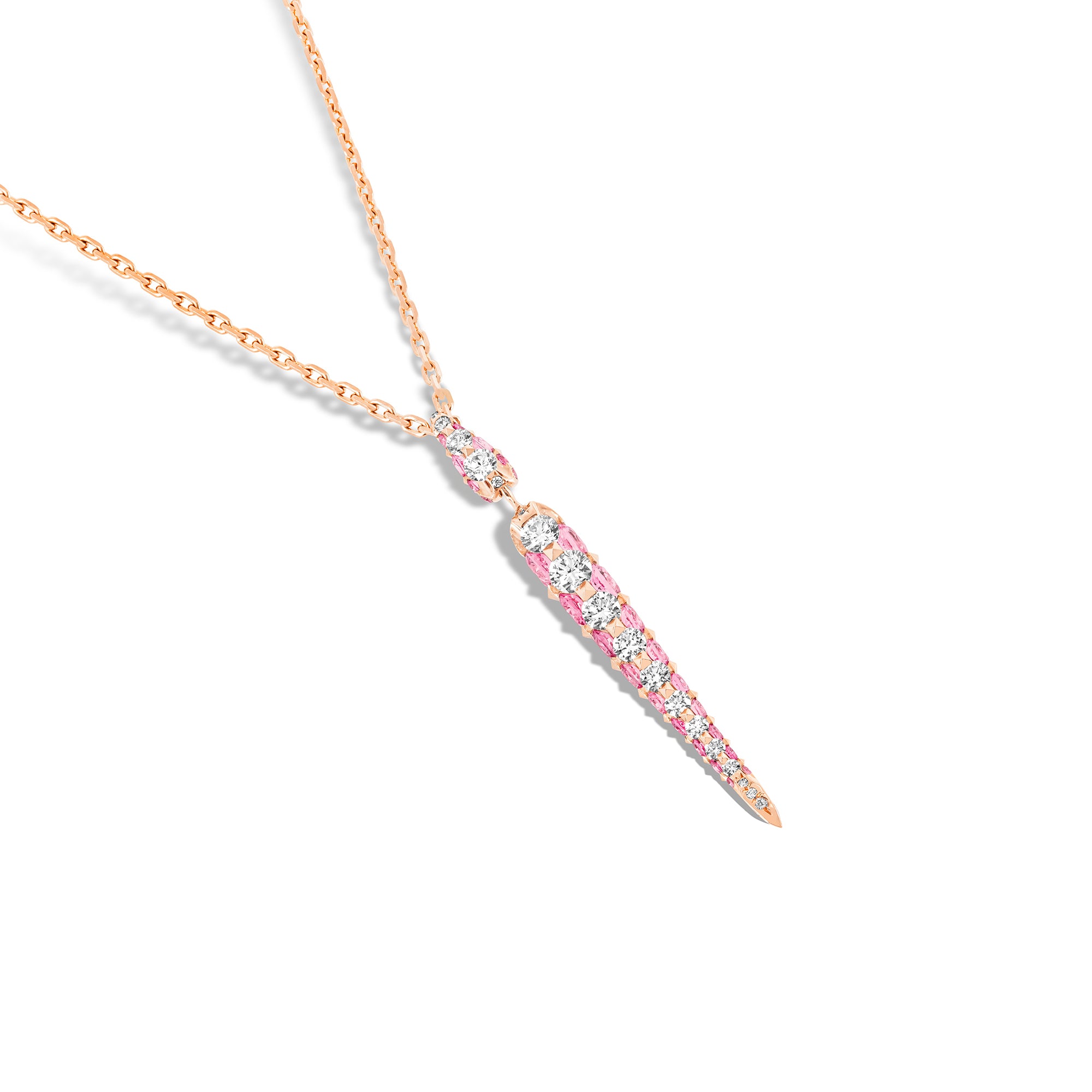 Merveilles Rose Icicle - Diamond and Pink Sapphire Small Pendant