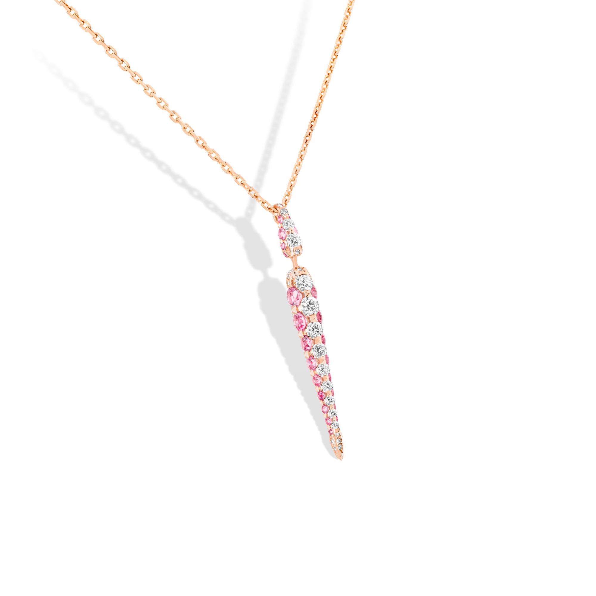 Merveilles Rose Icicle - Diamond and Pink Sapphire Small Pendant