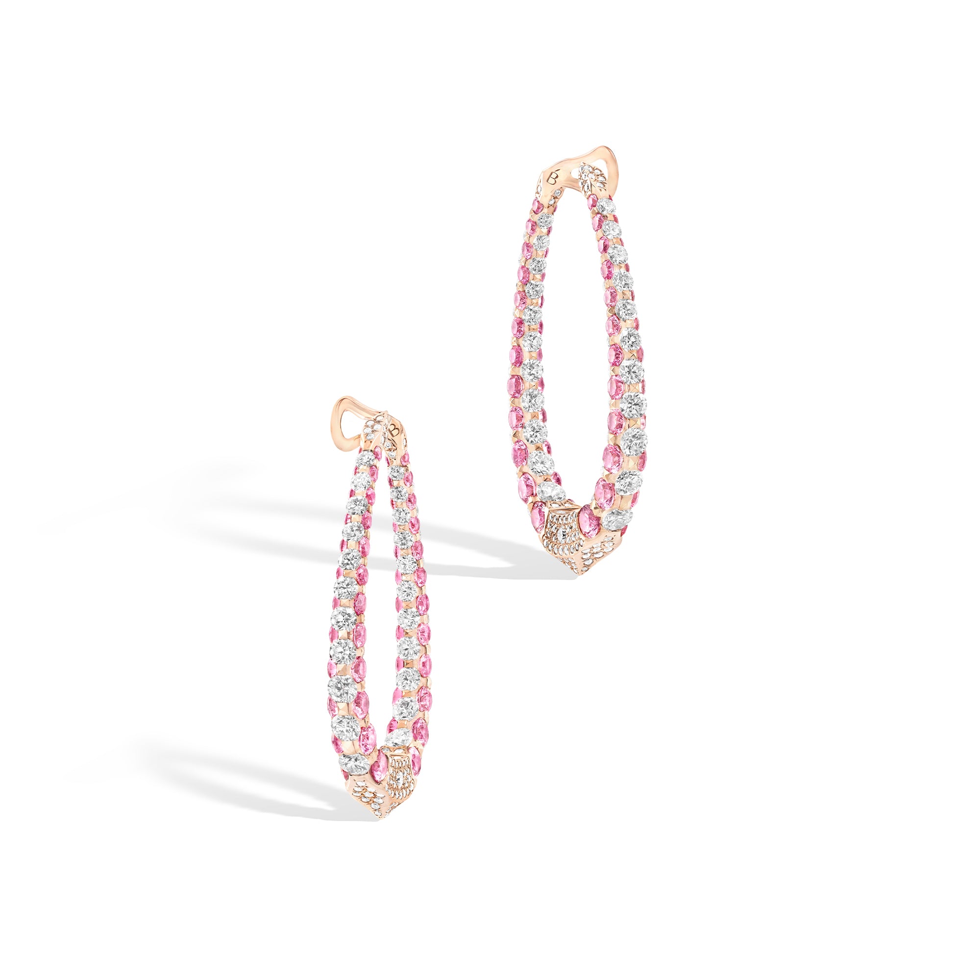 Merveilles Rose Halo - Diamond and Pink Sapphire Medium Earrings